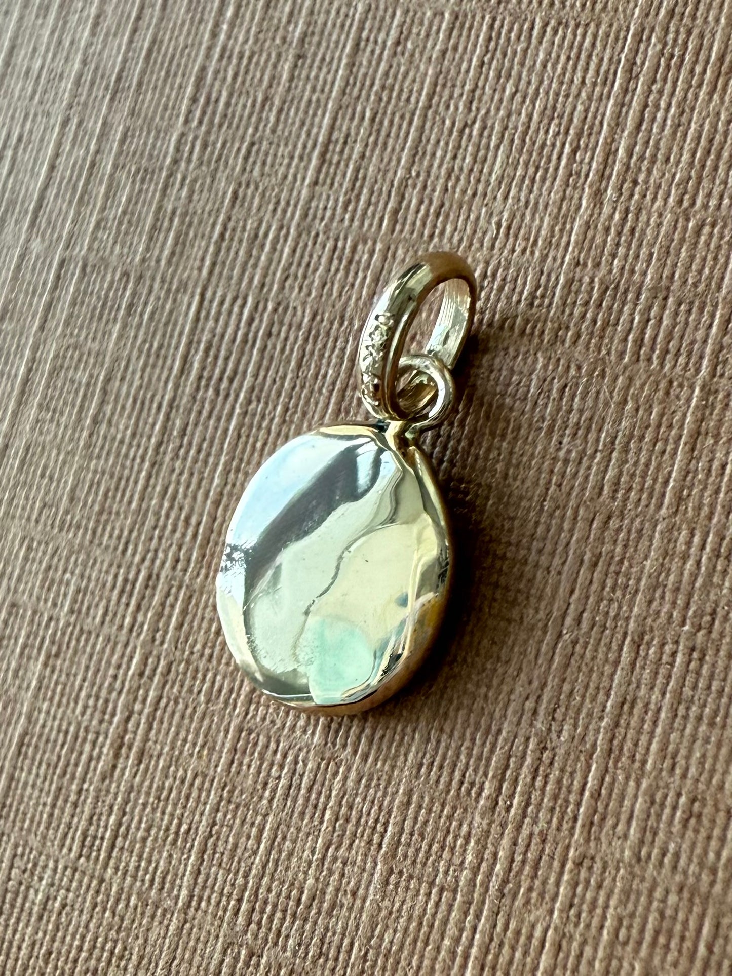 14K Solid Yellow Gold Plain Nugget Mini Pendant, Tiny Charm