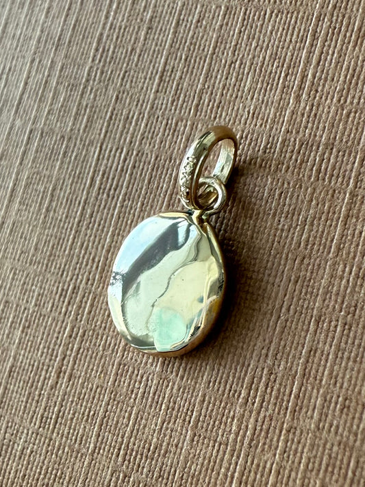 14K Solid Yellow Gold Plain Nugget Mini Pendant, Tiny Charm