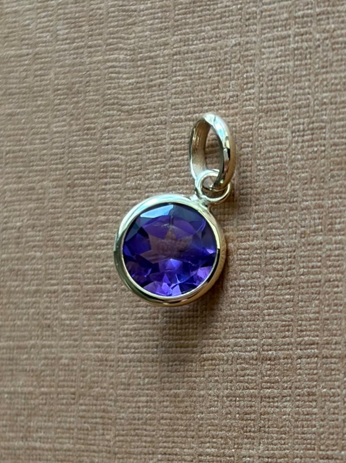 14k Solid Yellow Gold, Purple Amethyst Mini Pendant