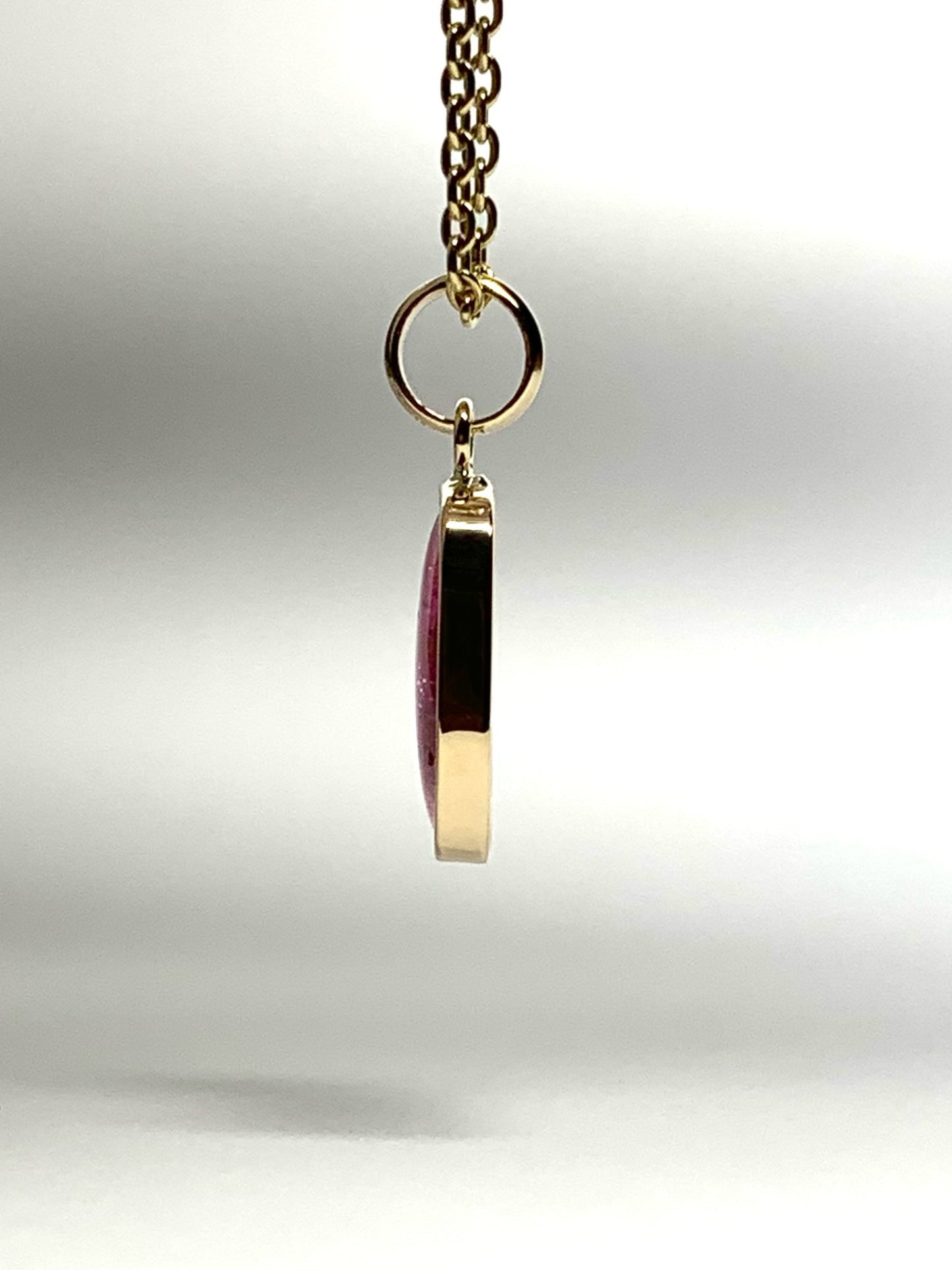 14k Solid Yellow Gold, Natural Pink Tourmaline Mini Pendant