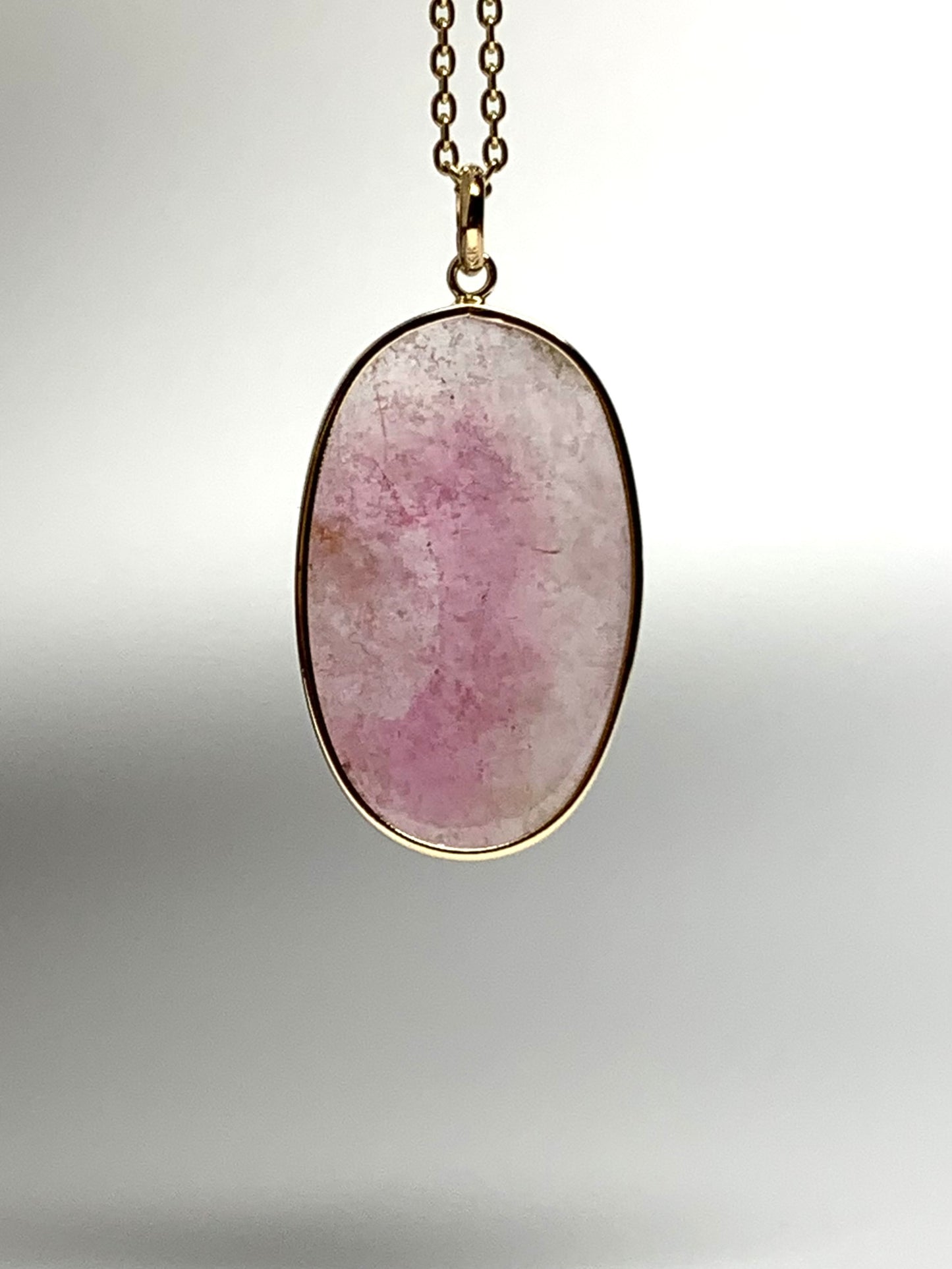 14k Solid Yellow Gold, Natural Pink Tourmaline Pendant