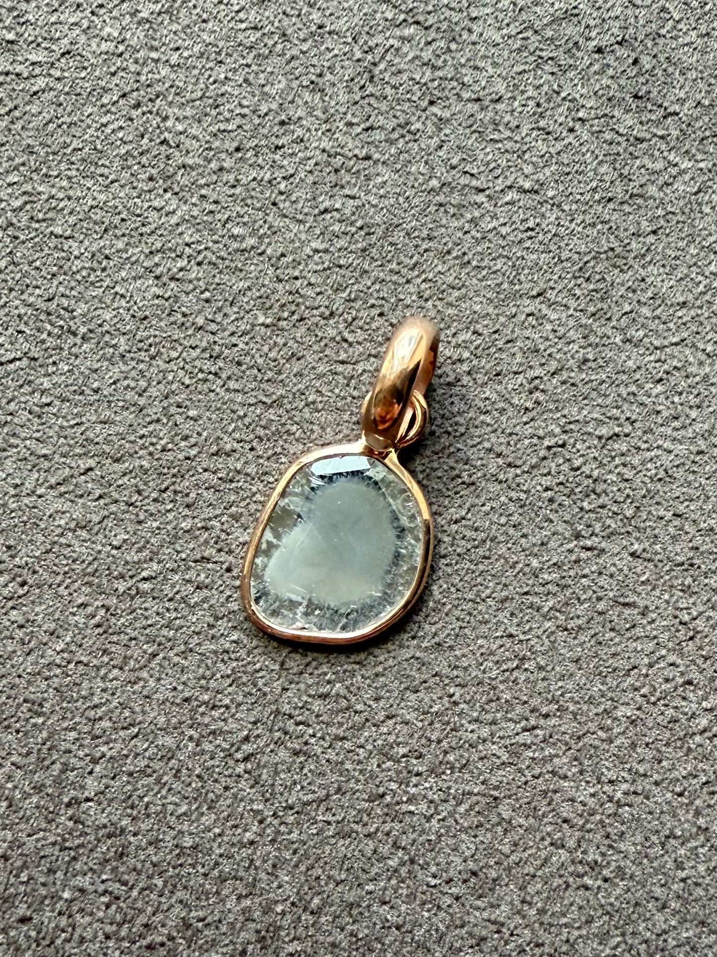 14k Solid Rose Gold, Natural Diamond Slice Mini Pendant