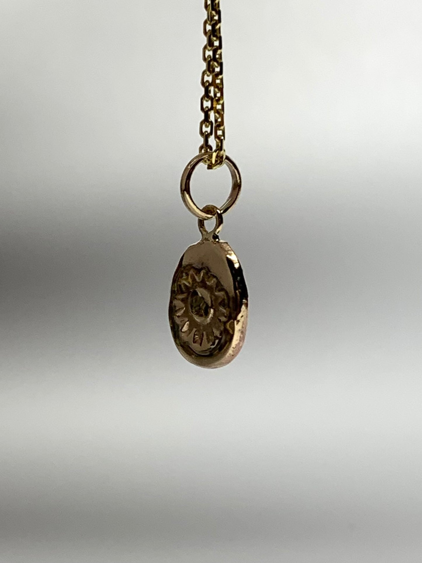 10k Solid Yellow Gold Nugget “Day and Night” Mini Pendant, Double Sided Tiny Charm