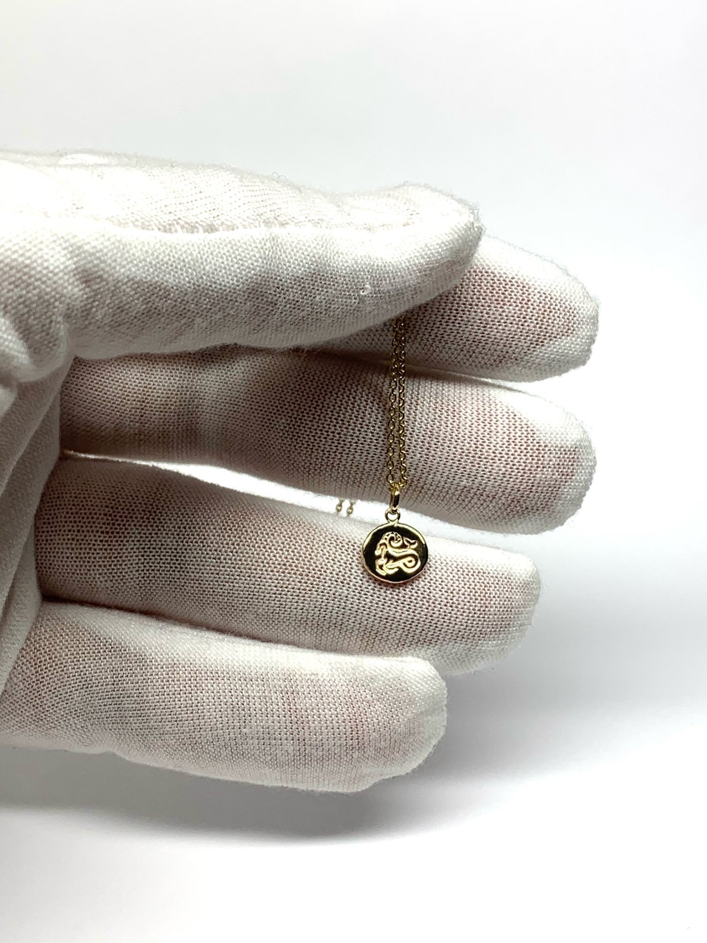 14k Solid Yellow Gold Nugget “Capricorn” Mini Pendant, Tiny Charm