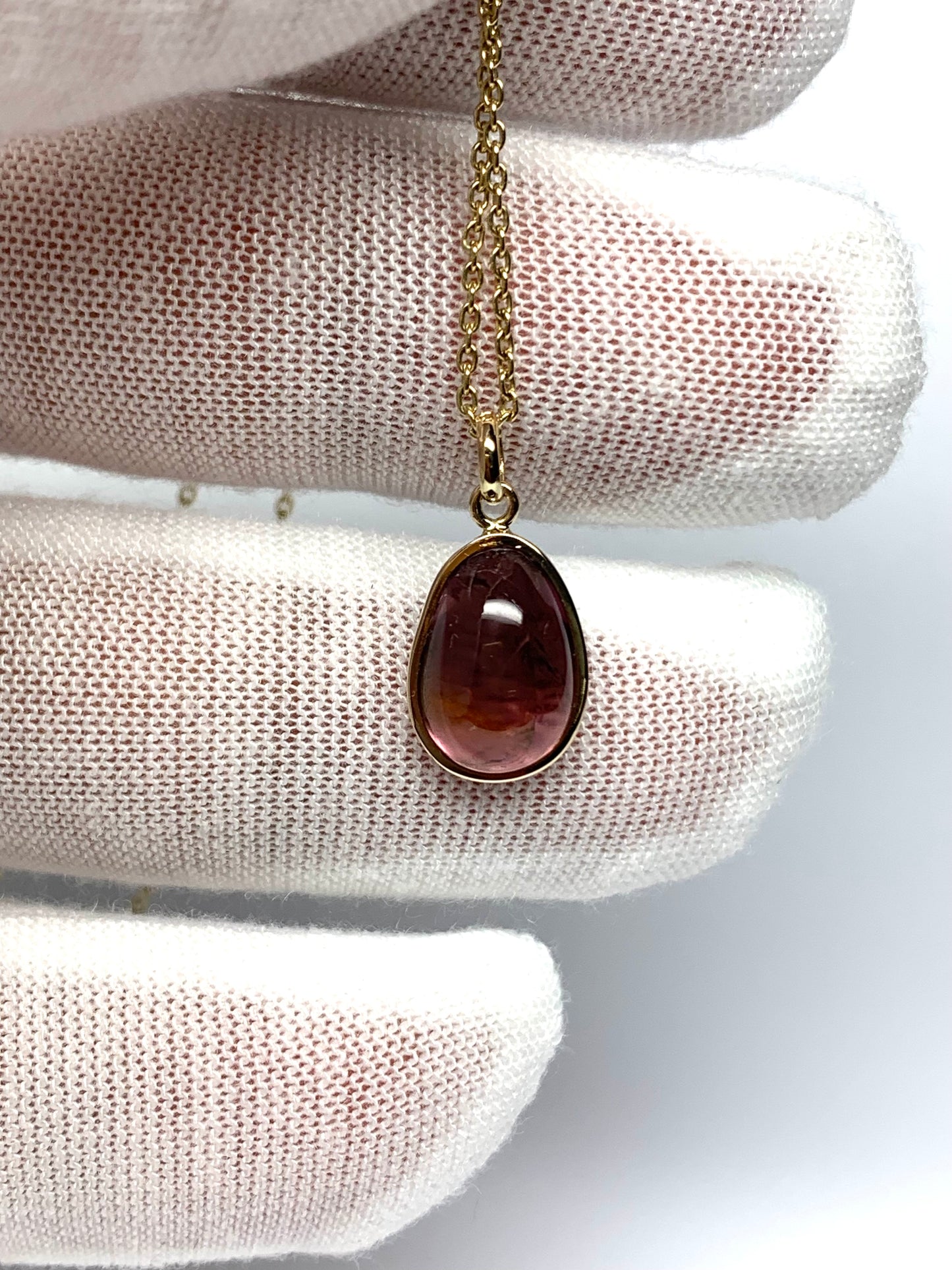 14k Solid Yellow Gold, Natural Pink Tourmaline Pendant
