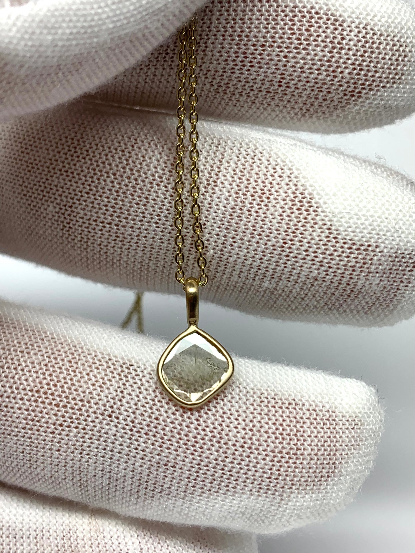 14k Solid Yellow Gold, Natural Diamond Slice Mini Pendant