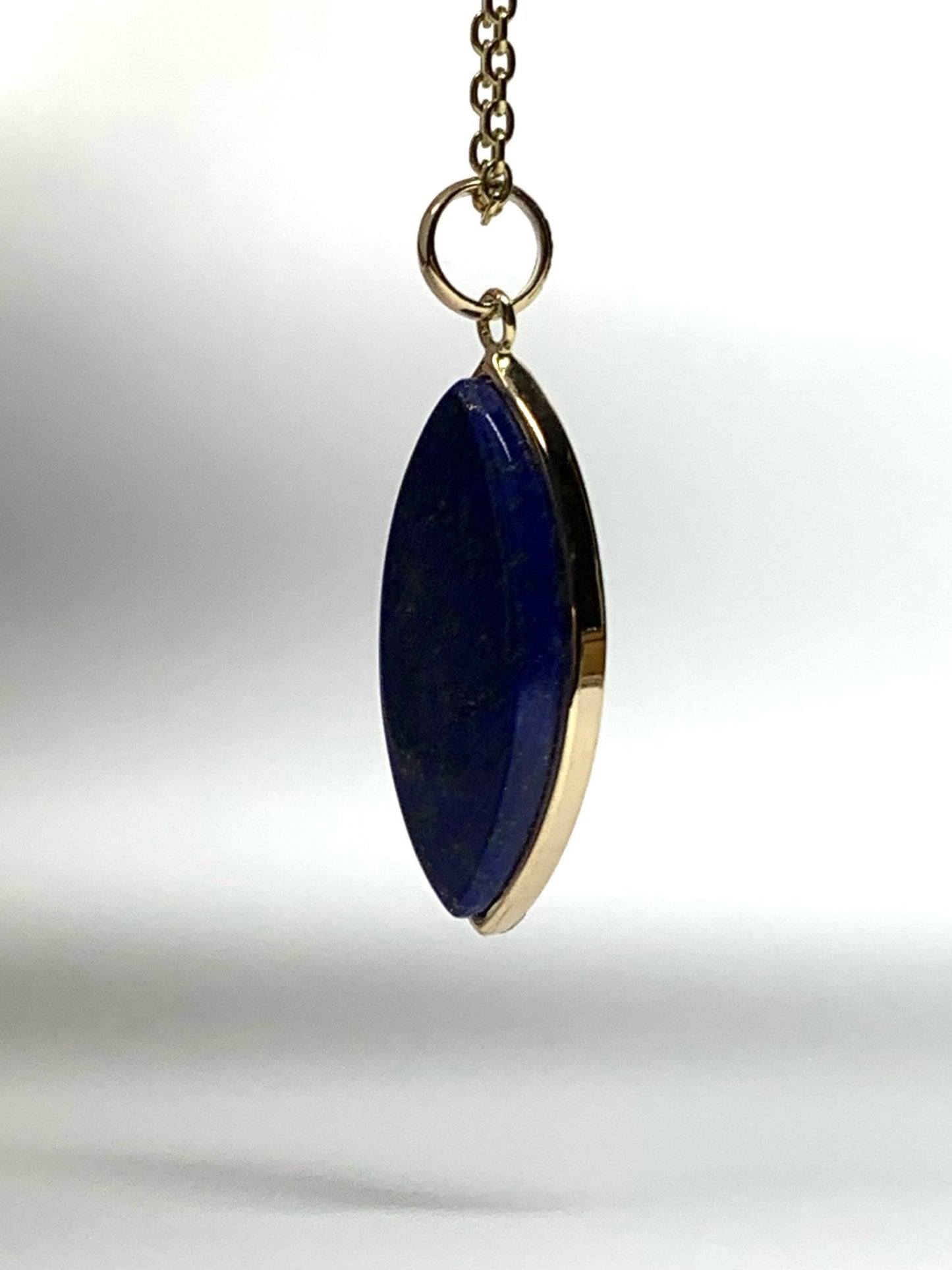 14k Solid Yellow Gold, Natural Blue Lapis Lazuli Marquise Pendant