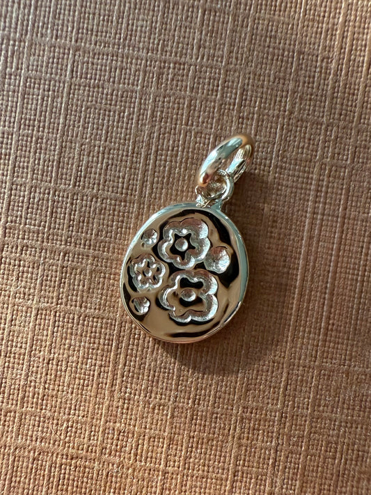 14K Solid Yellow Gold Nugget “Flowers” Mini Pendant, Charm