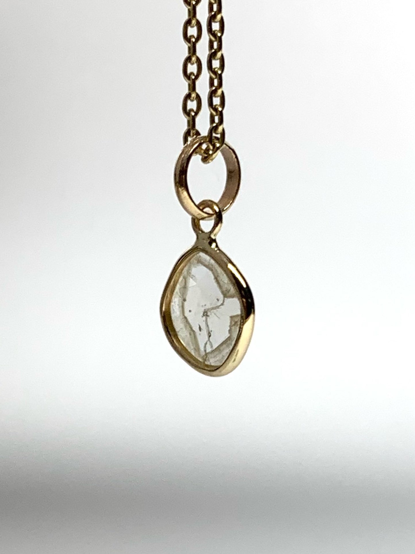 14k Solid Yellow Gold, Natural Diamond Slice Mini Pendant