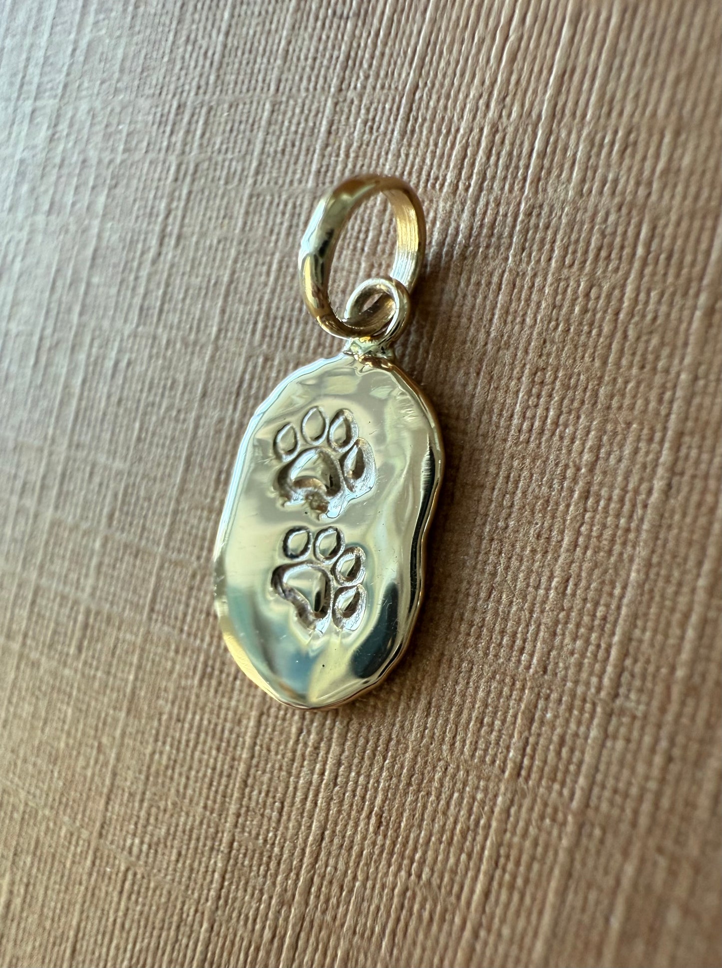 10k Solid Yellow Gold Nugget “Paws” Mini Pendant, Tiny Charm