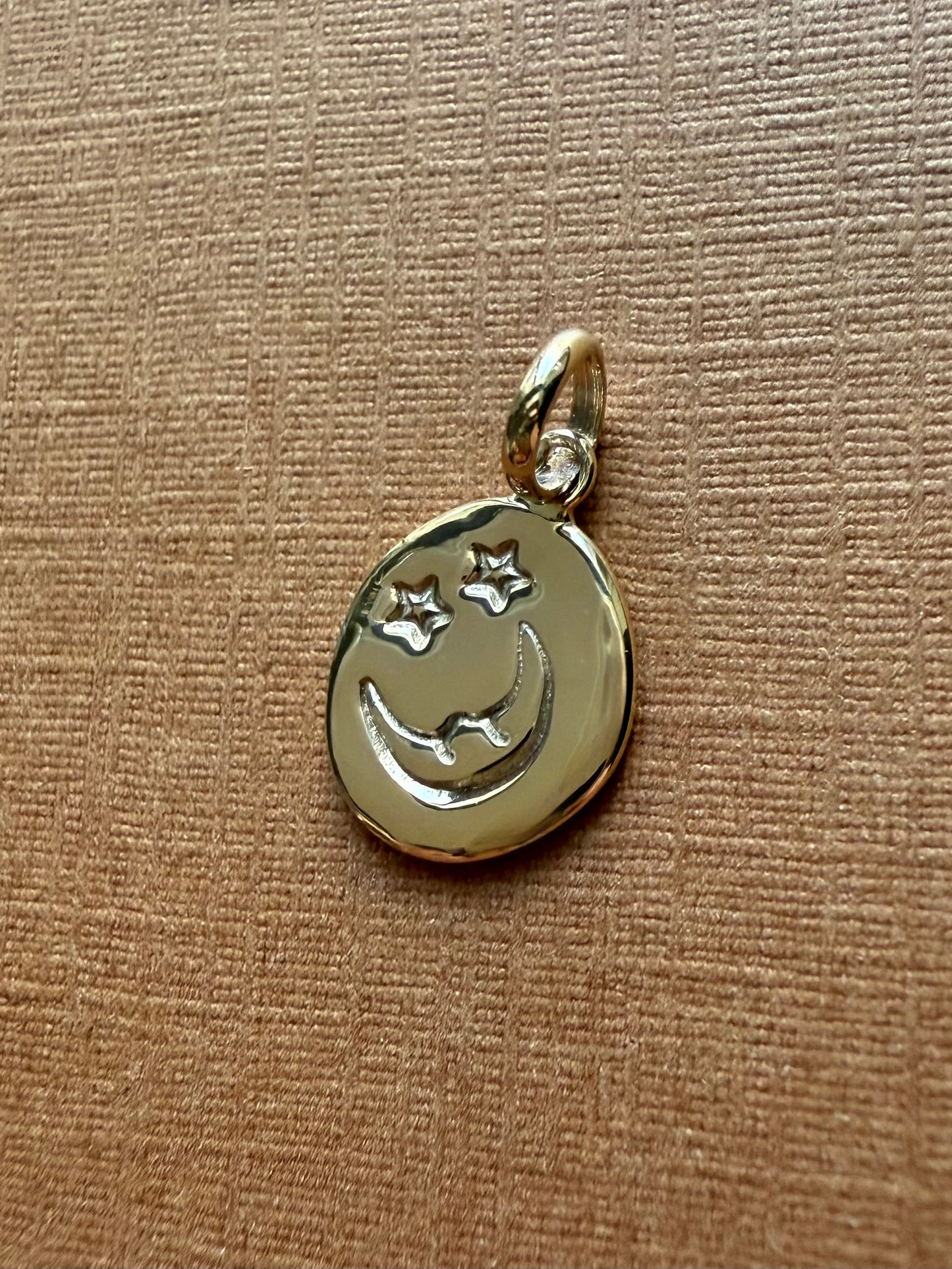 14K Solid Yellow Gold Nugget “Starry Night” Mini Pendant, Tiny Charm