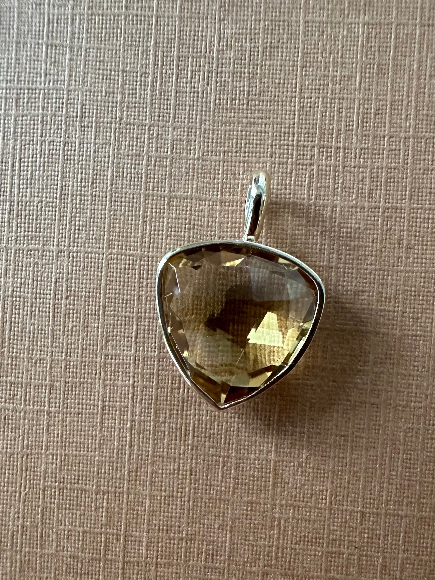 14k Solid Yellow Gold, Citrine Trillium   Pendant, Small Size