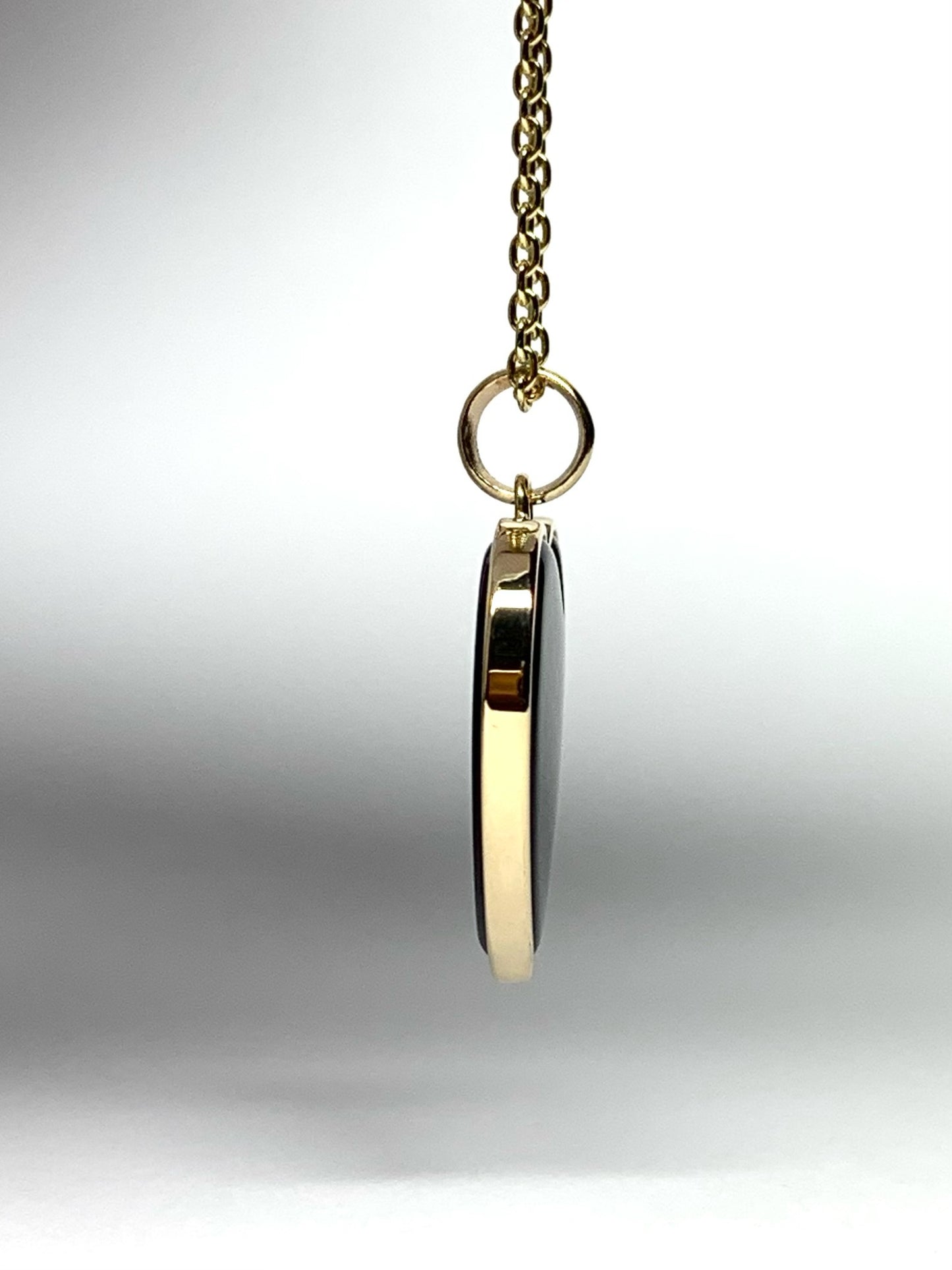 14K Solid Yellow Gold, Black Onyx "Heart" Pendant, Small Size
