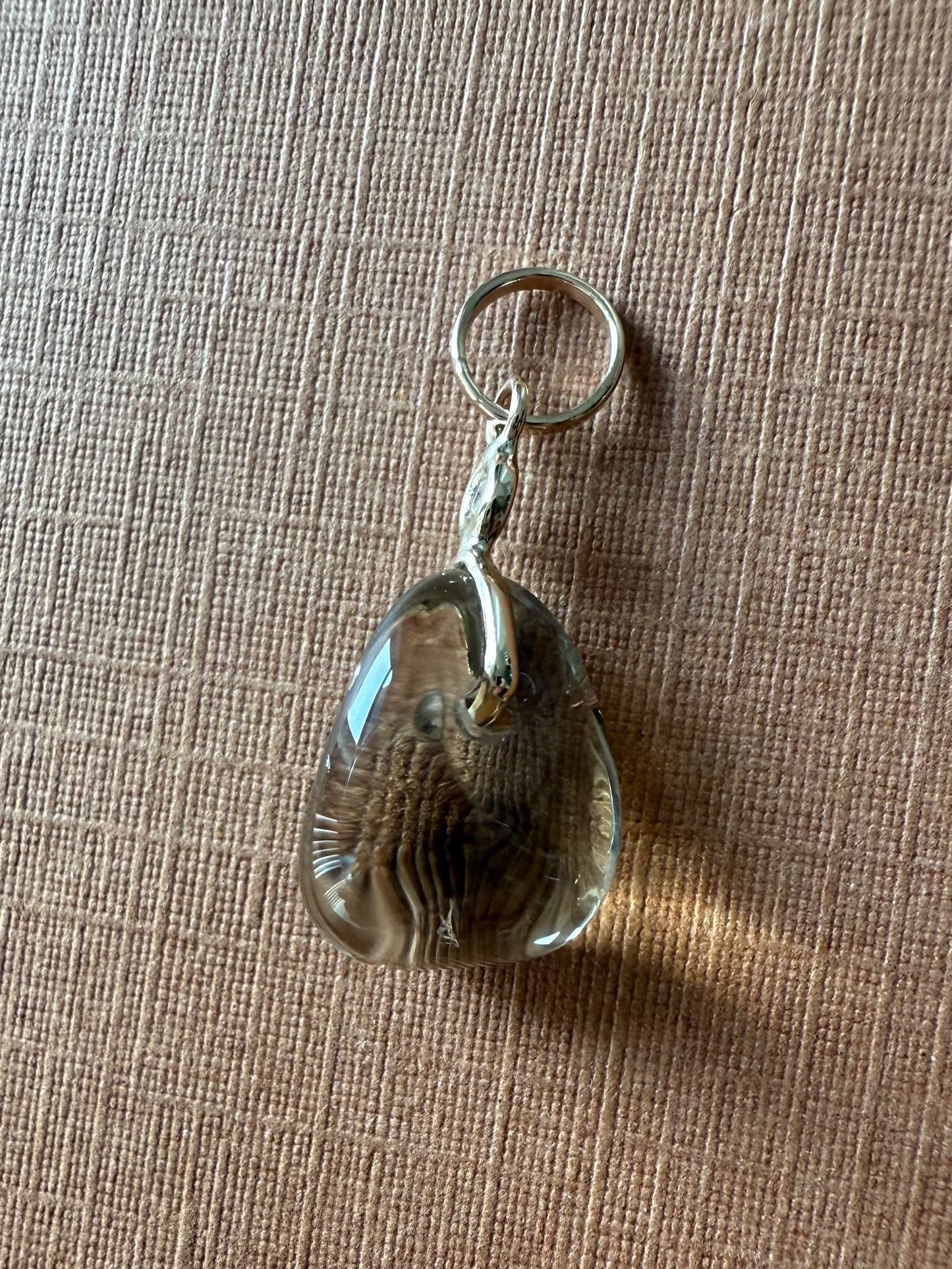14k Solid Yellow Gold, Diamond, Lemon Quartz Tumbled Nugget Bead Pendant, Mini Size