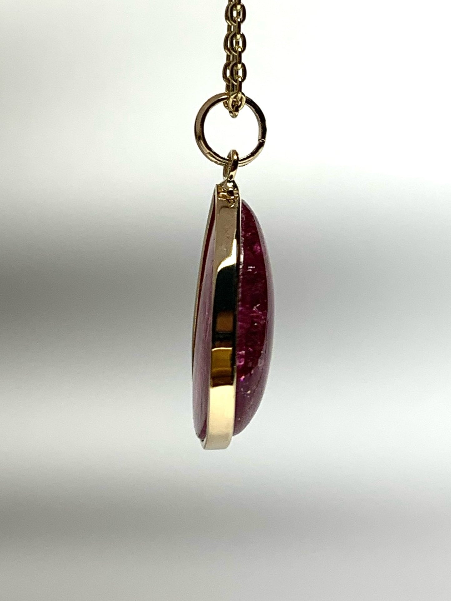 14k Solid Yellow Gold, Natural Pink Tourmaline Pendant
