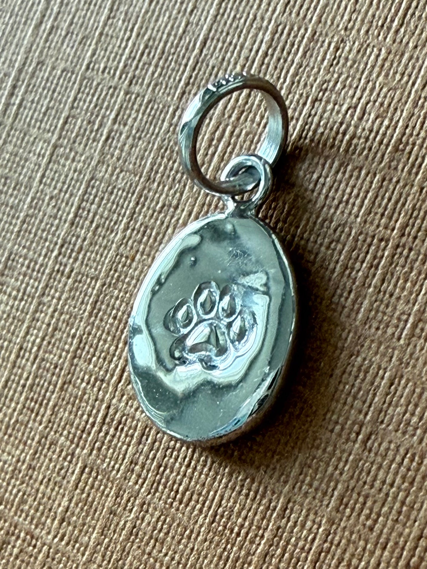 14K Solid White Gold Nugget “Paw” Mini Pendant, Charm
