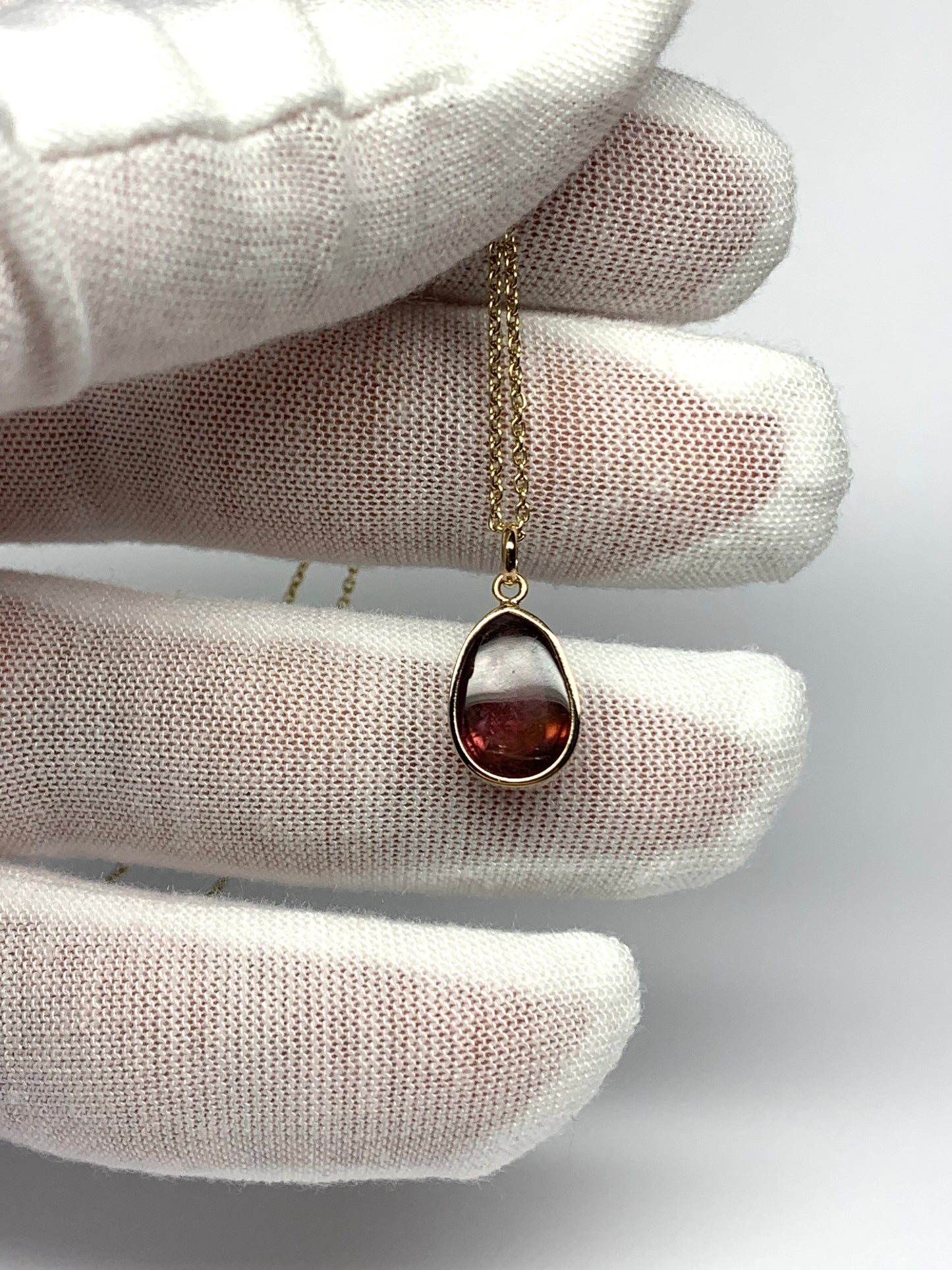 14k Solid Yellow Gold, Natural Pink Tourmaline Pendant