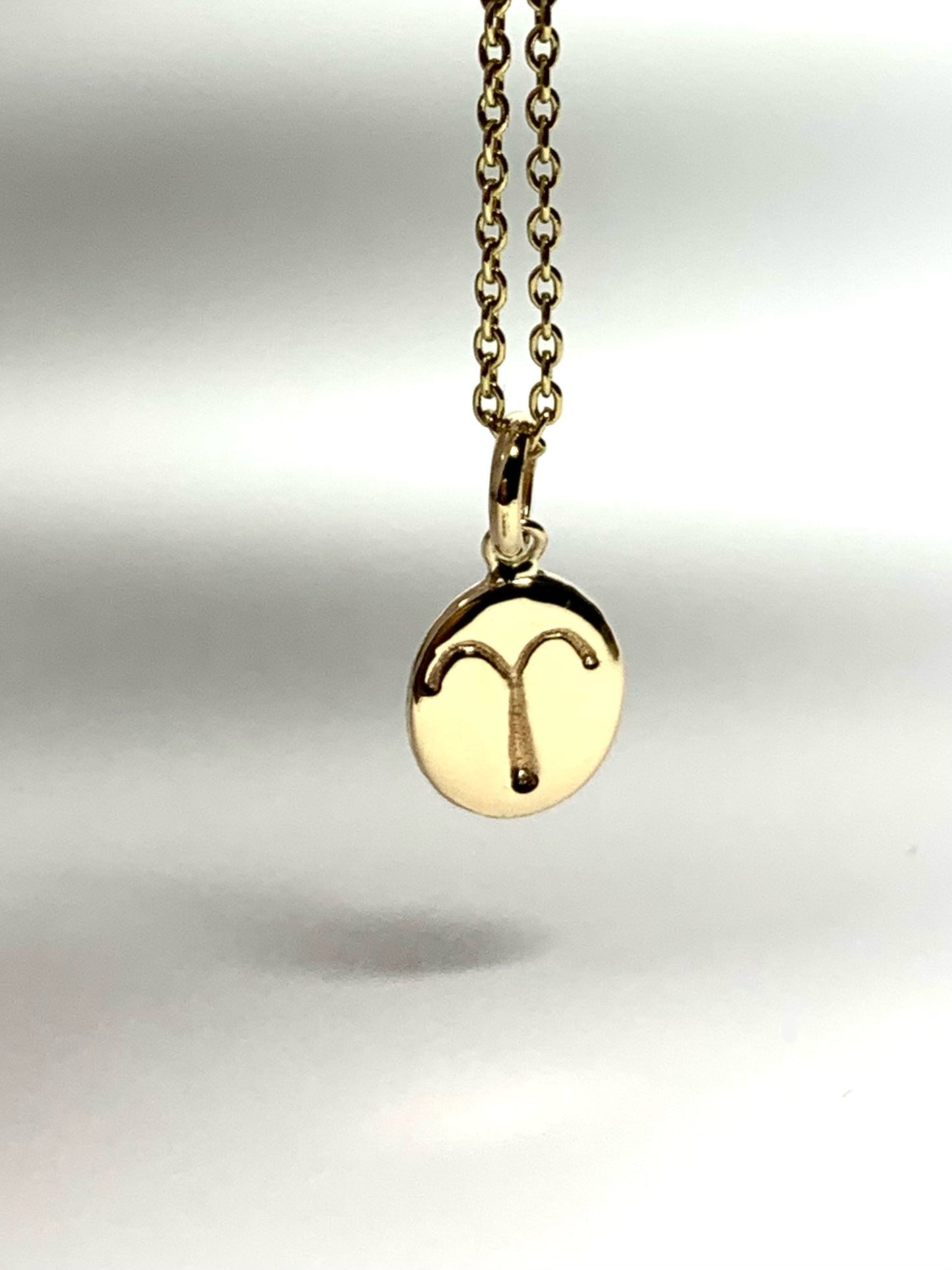 14k Solid Yellow Gold Nugget “Aries” Mini Pendant, Charm