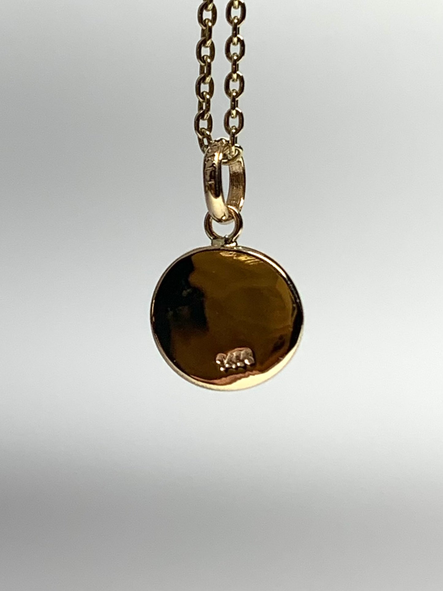 14K Solid Yellow Gold Nugget “Sun and Moon” Mini Pendant, Tiny Charm