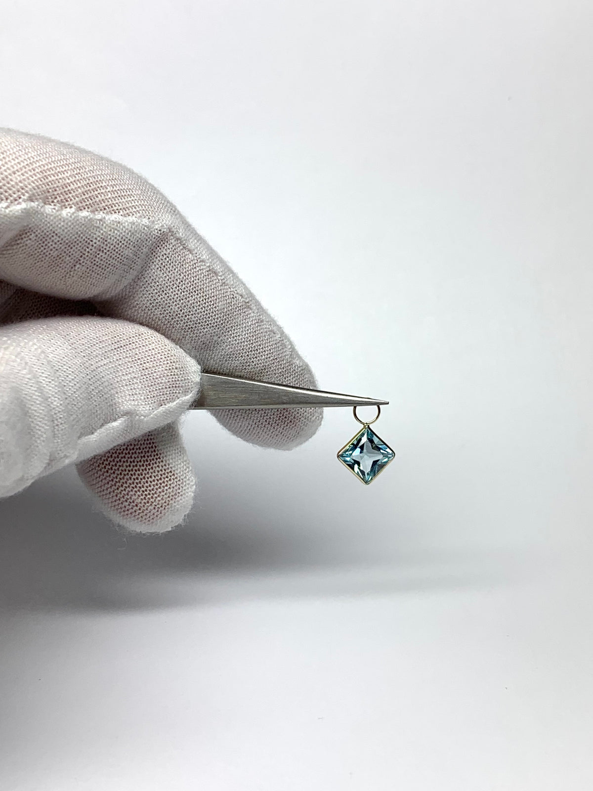 Clearance! 10k Solid Yellow Gold, Blue Topaz Mini Earring Charms, Princess Cut