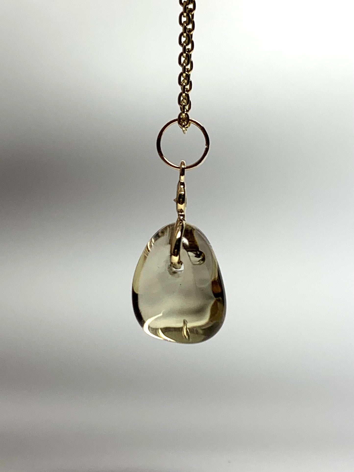14k Solid Yellow Gold, Diamond, Lemon Quartz Tumbled Nugget Bead Pendant, Mini Size