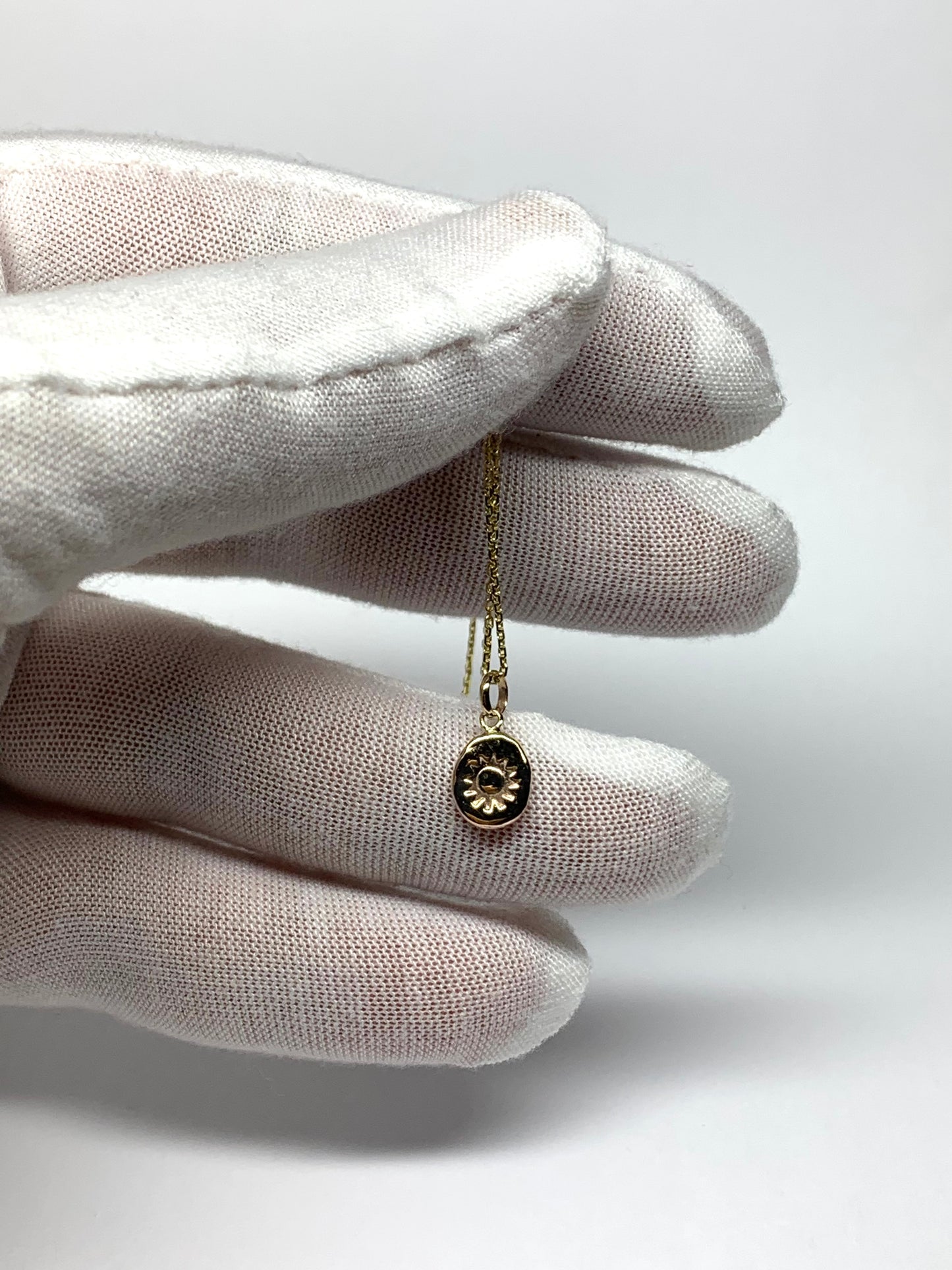 10k Solid Yellow Gold Nugget “Day and Night” Mini Pendant, Double Sided Tiny Charm