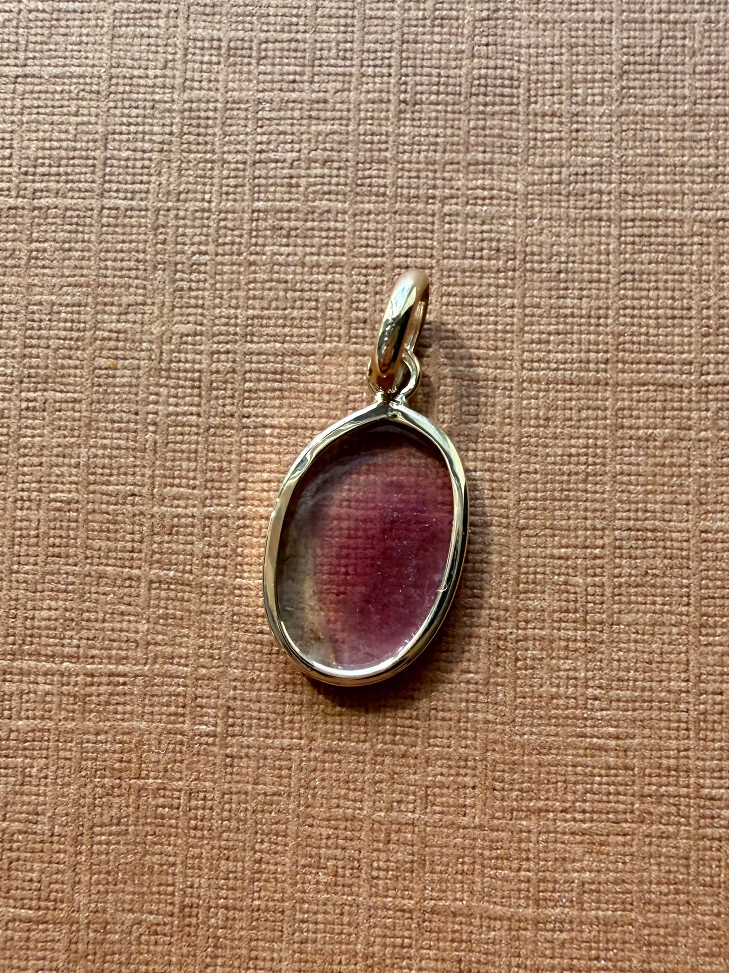 14k Solid Yellow Gold, Natural Pink Tourmaline Mini Pendant