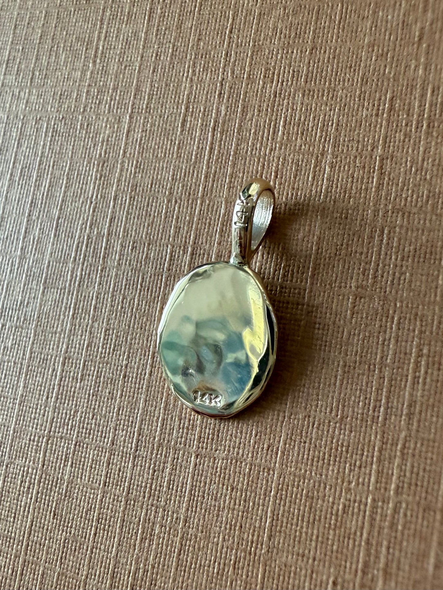 14k Solid Yellow Gold Nugget “Owl”, Mini Pendant, Tiny Charm