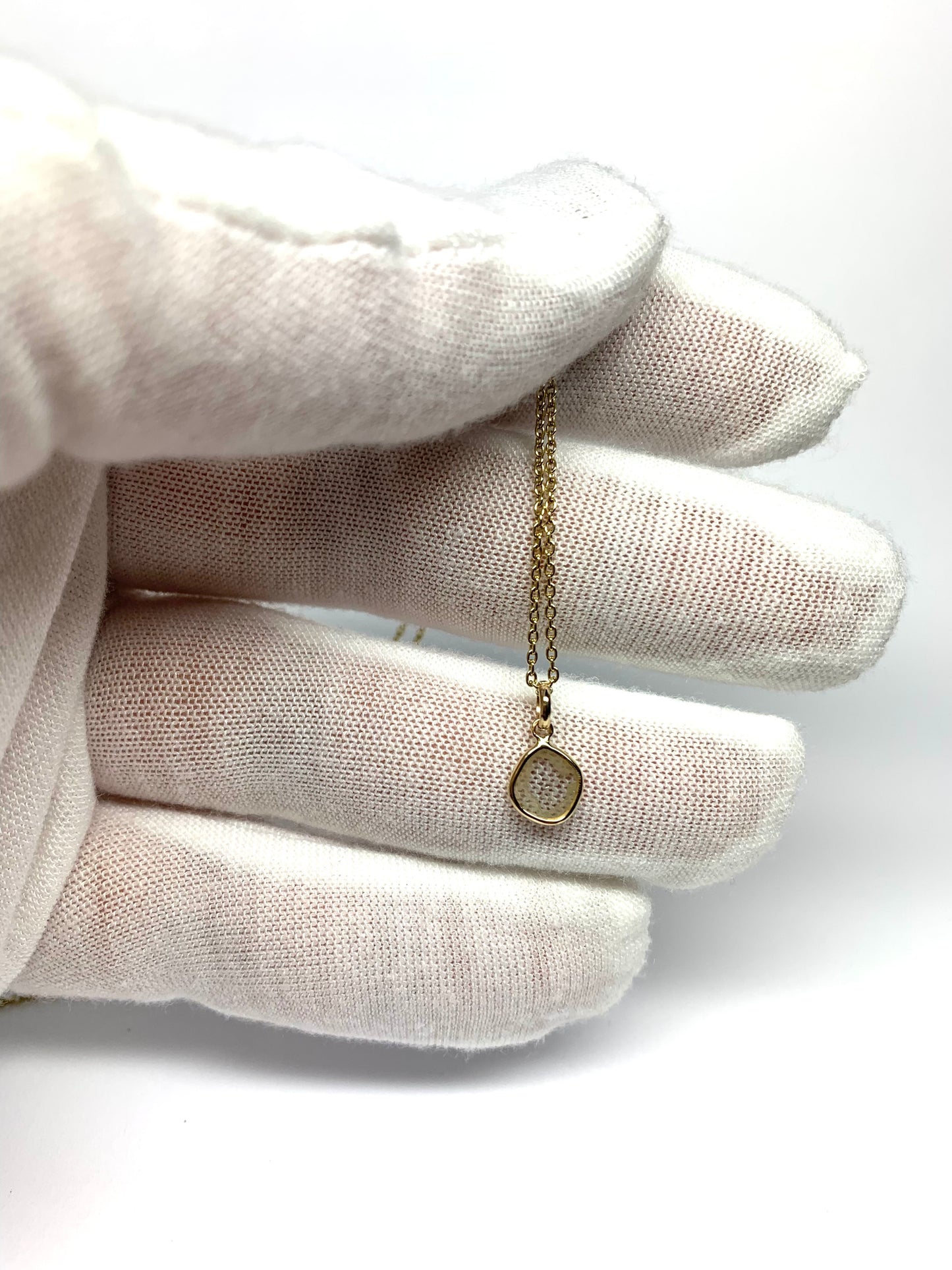 14k Solid Yellow Gold, Natural Diamond Slice Mini Pendant