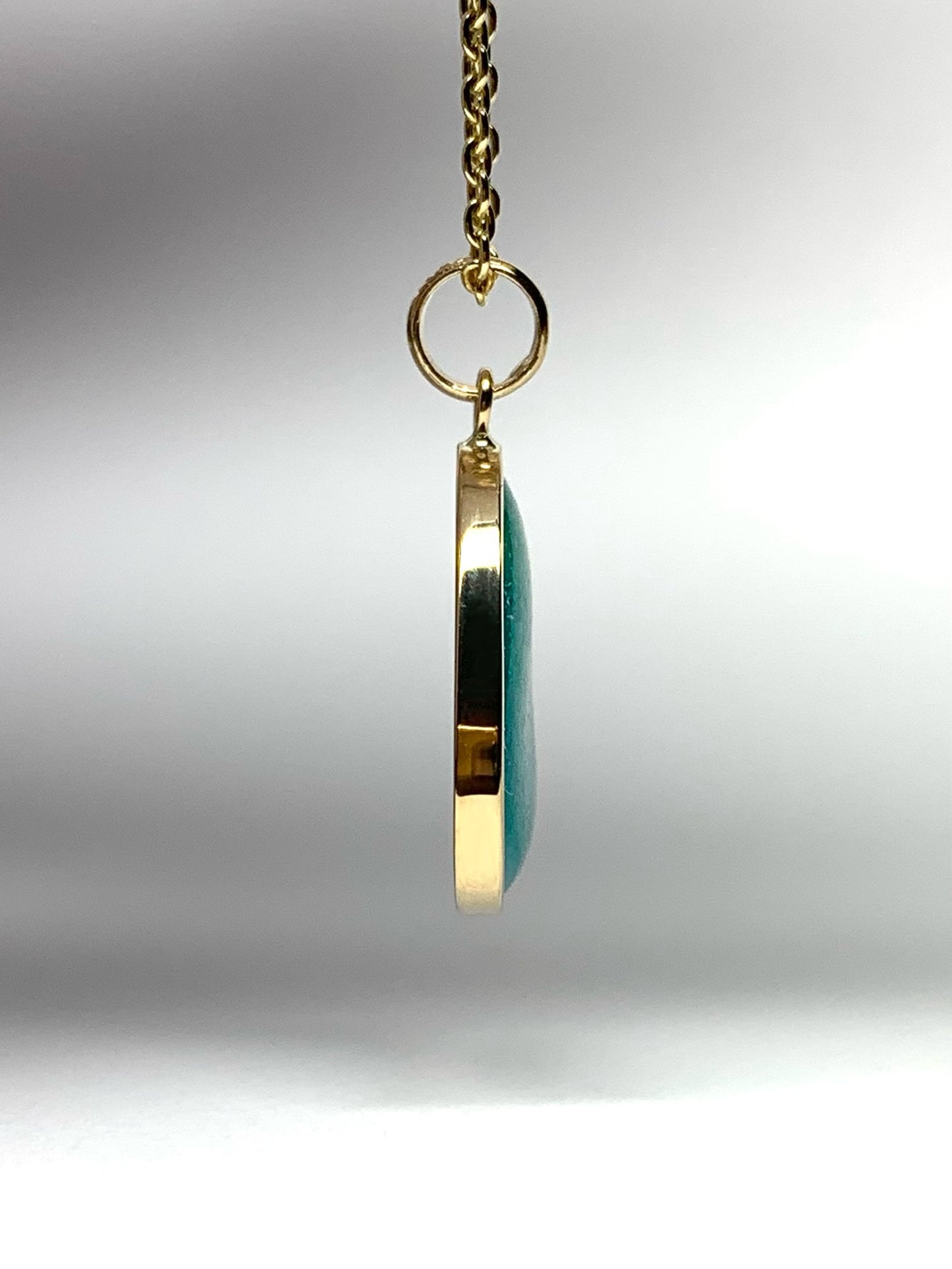 14k Solid Yellow Gold, Natural Sleeping Beauty Turquoise Pendant, Mini Size
