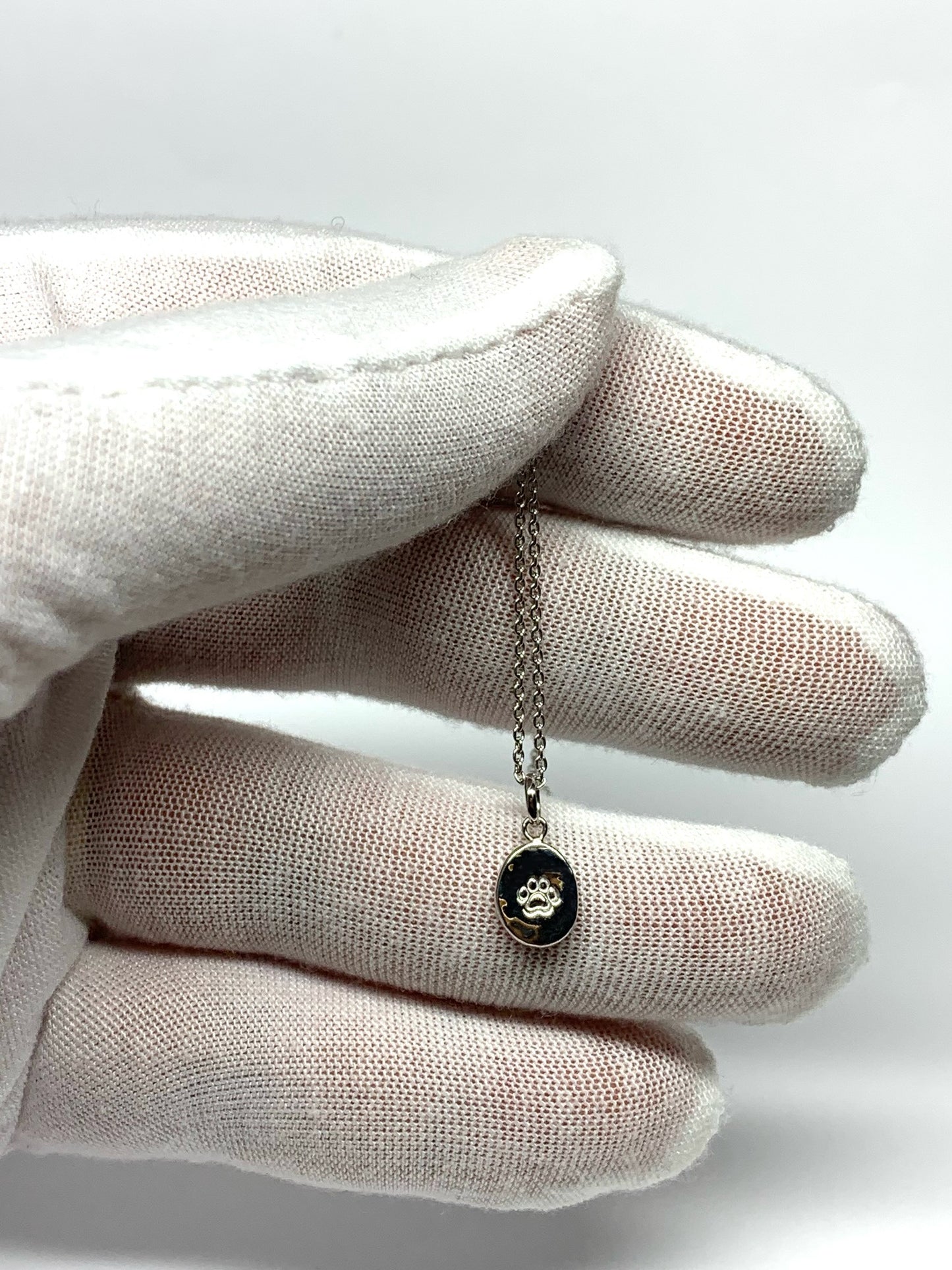14K Solid White Gold Nugget “Paw” Mini Pendant, Charm
