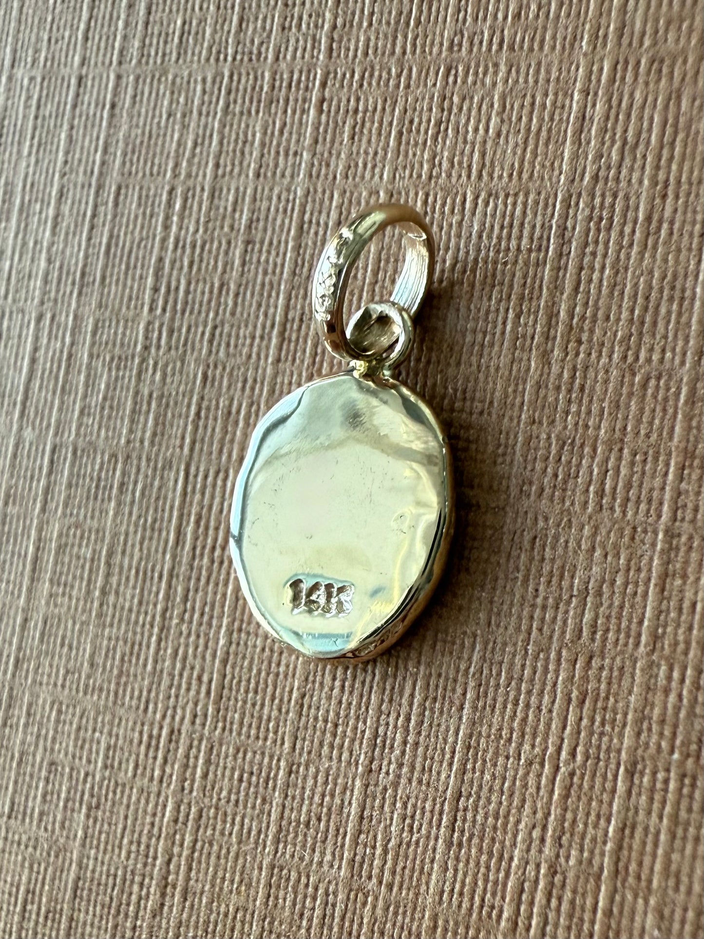 14k Solid Yellow Gold Nugget “Leo” Mini Pendant, Charm