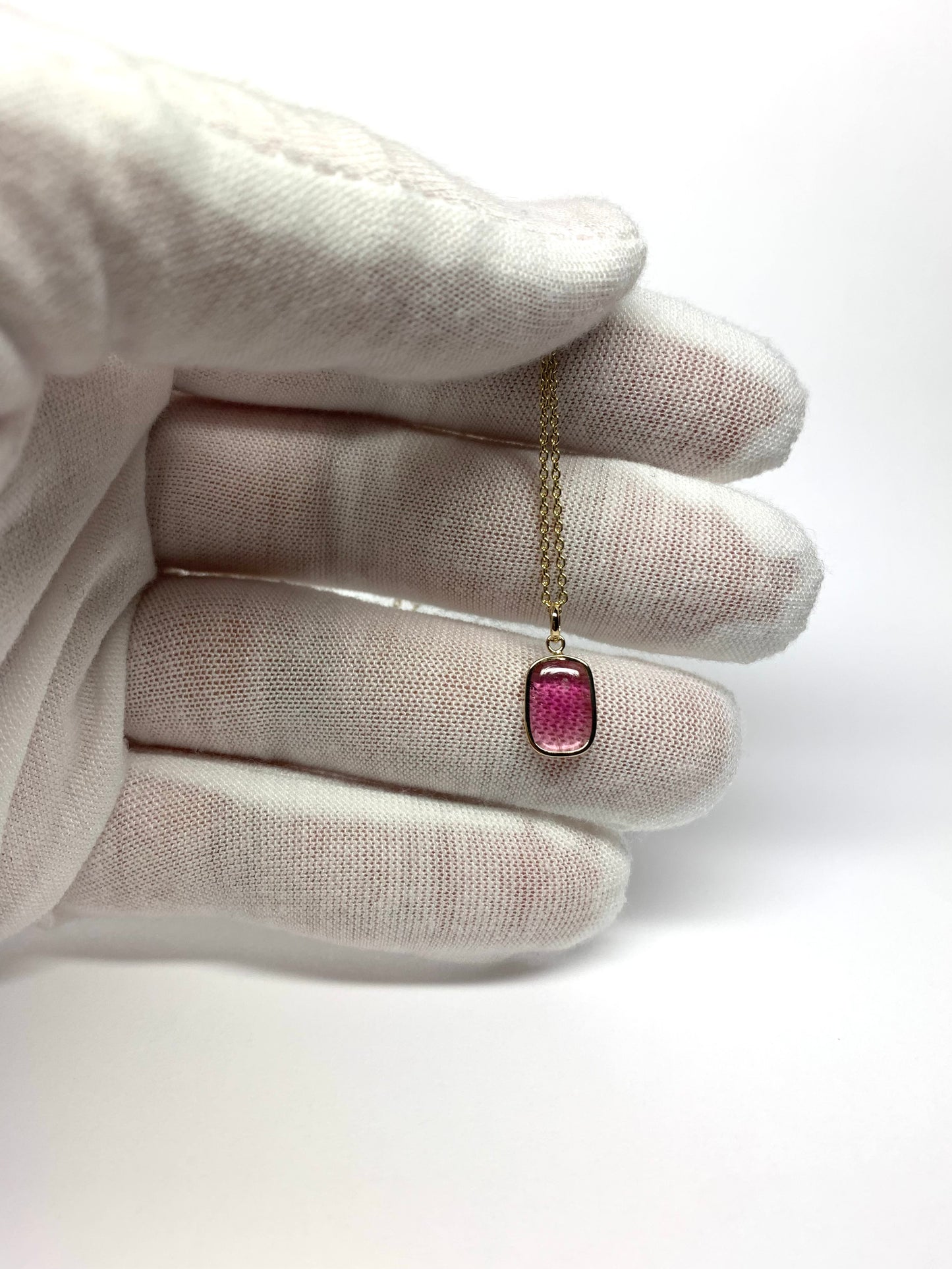 14k Solid Yellow Gold, Natural Pink Tourmaline Mini Pendant