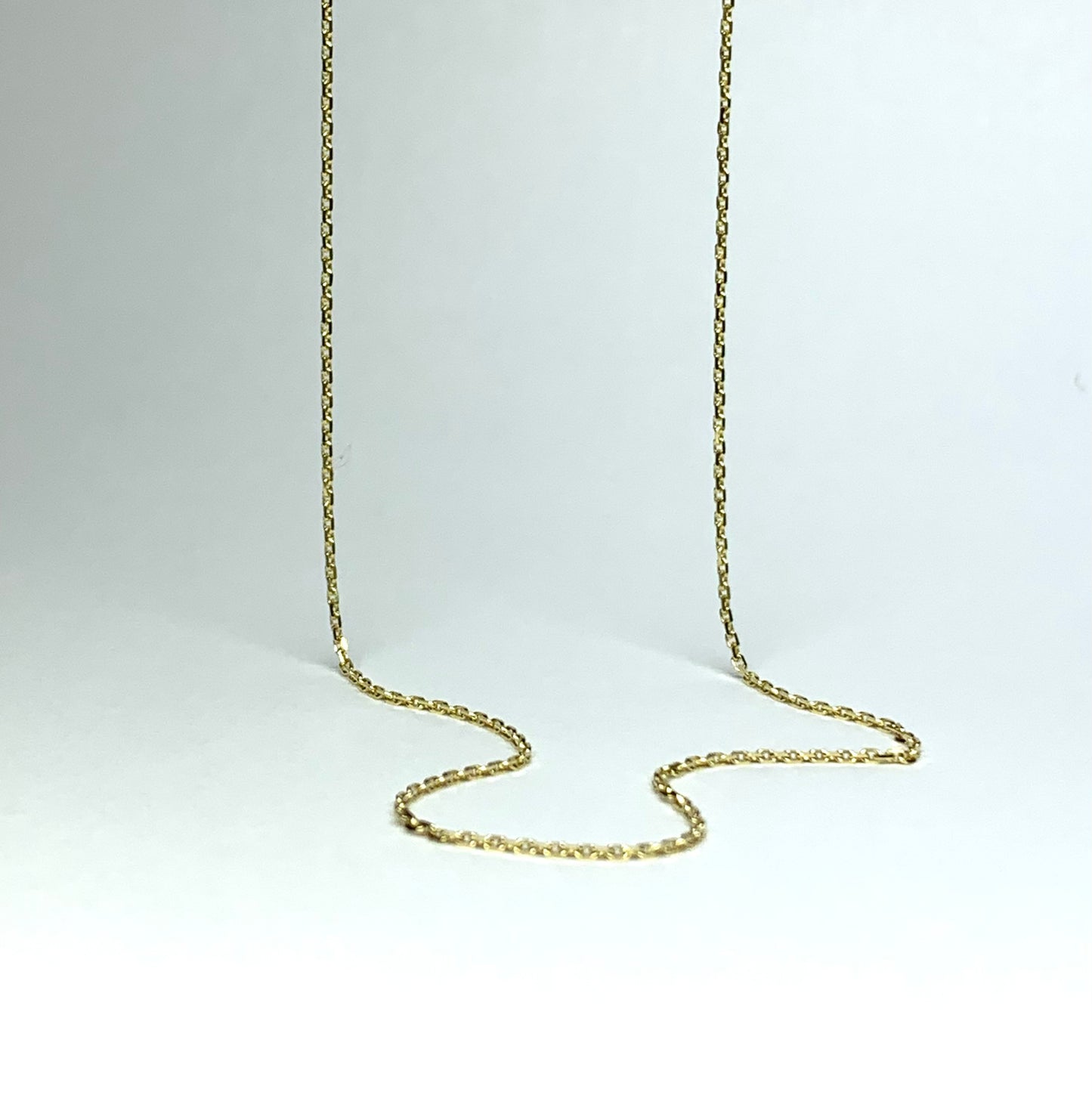 10k Solid Yellow Gold Chain, Pendant Chain, Diamond Cut Cable Style 16”