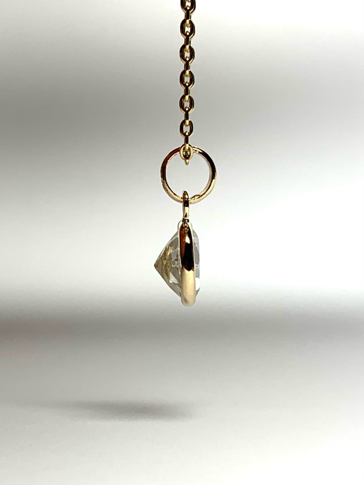 14k Solid Yellow Gold, White Topaz Mini Pendant