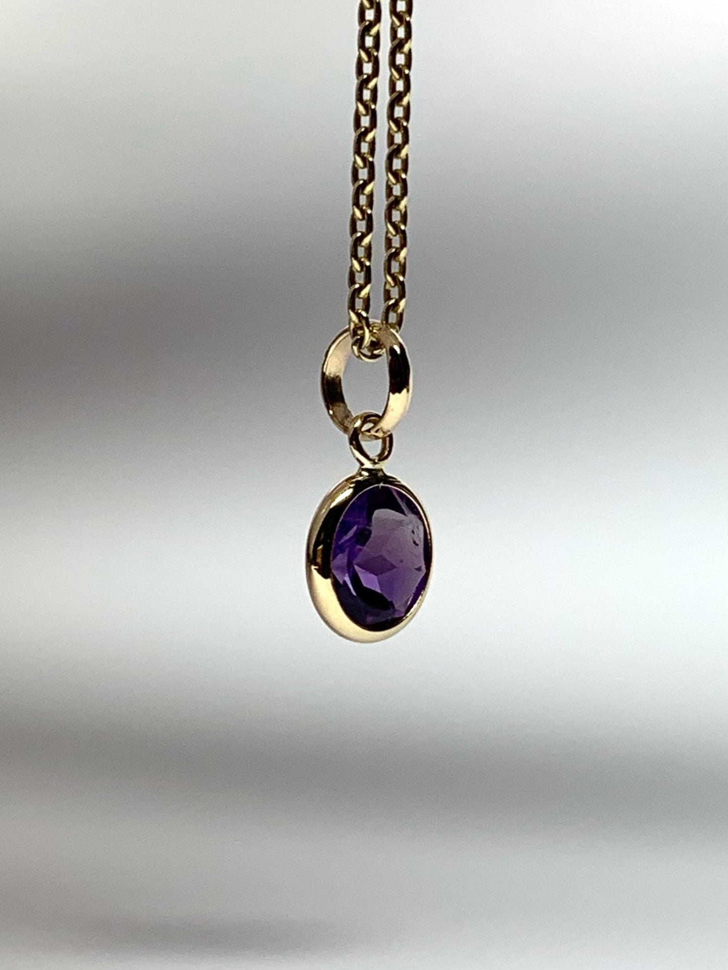 14k Solid Yellow Gold, Purple Amethyst Mini Pendant