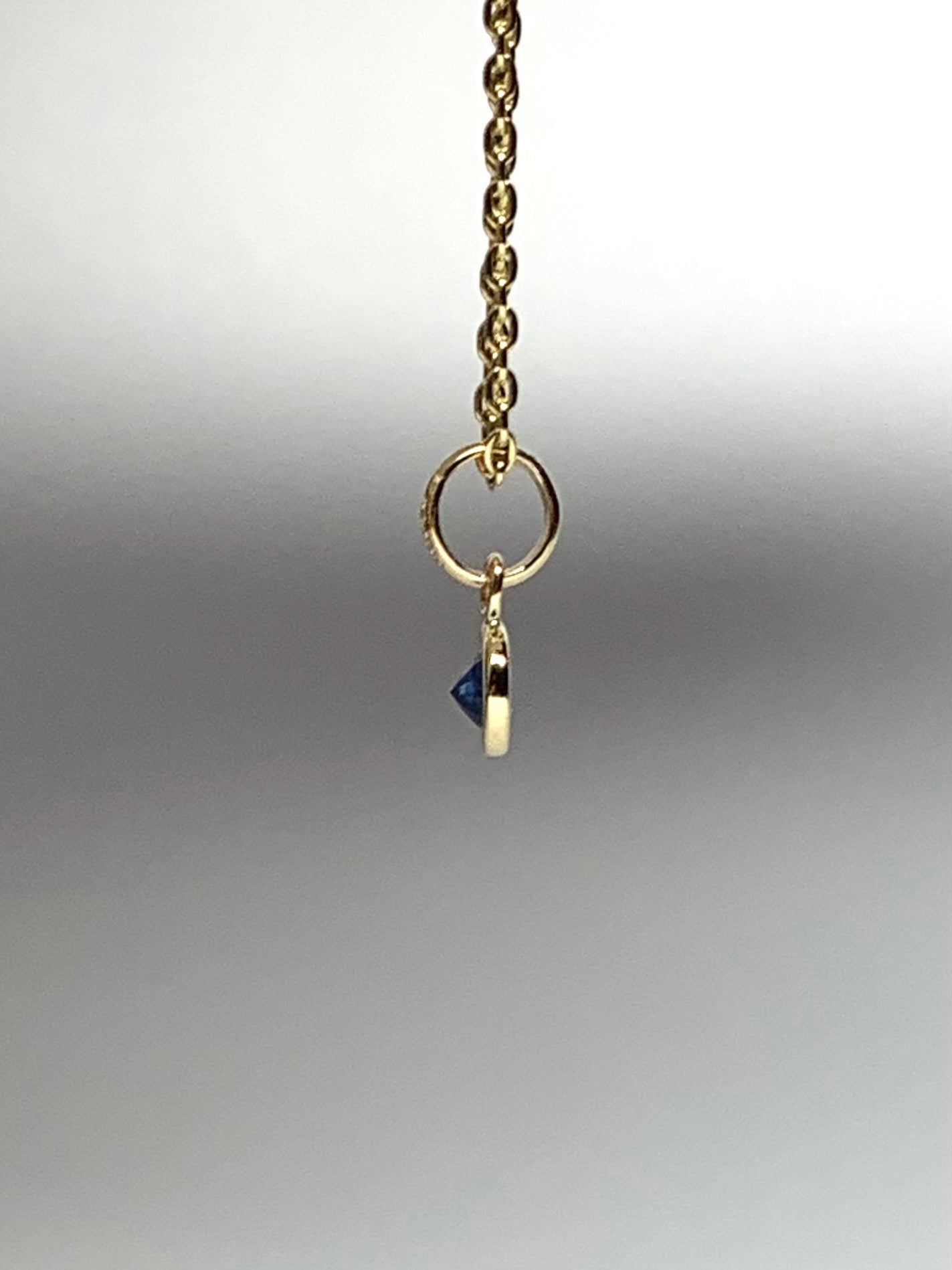 14k Solid Yellow Gold, Blue Sapphire Tiny Charm, 0.15ct, Accent Pendant