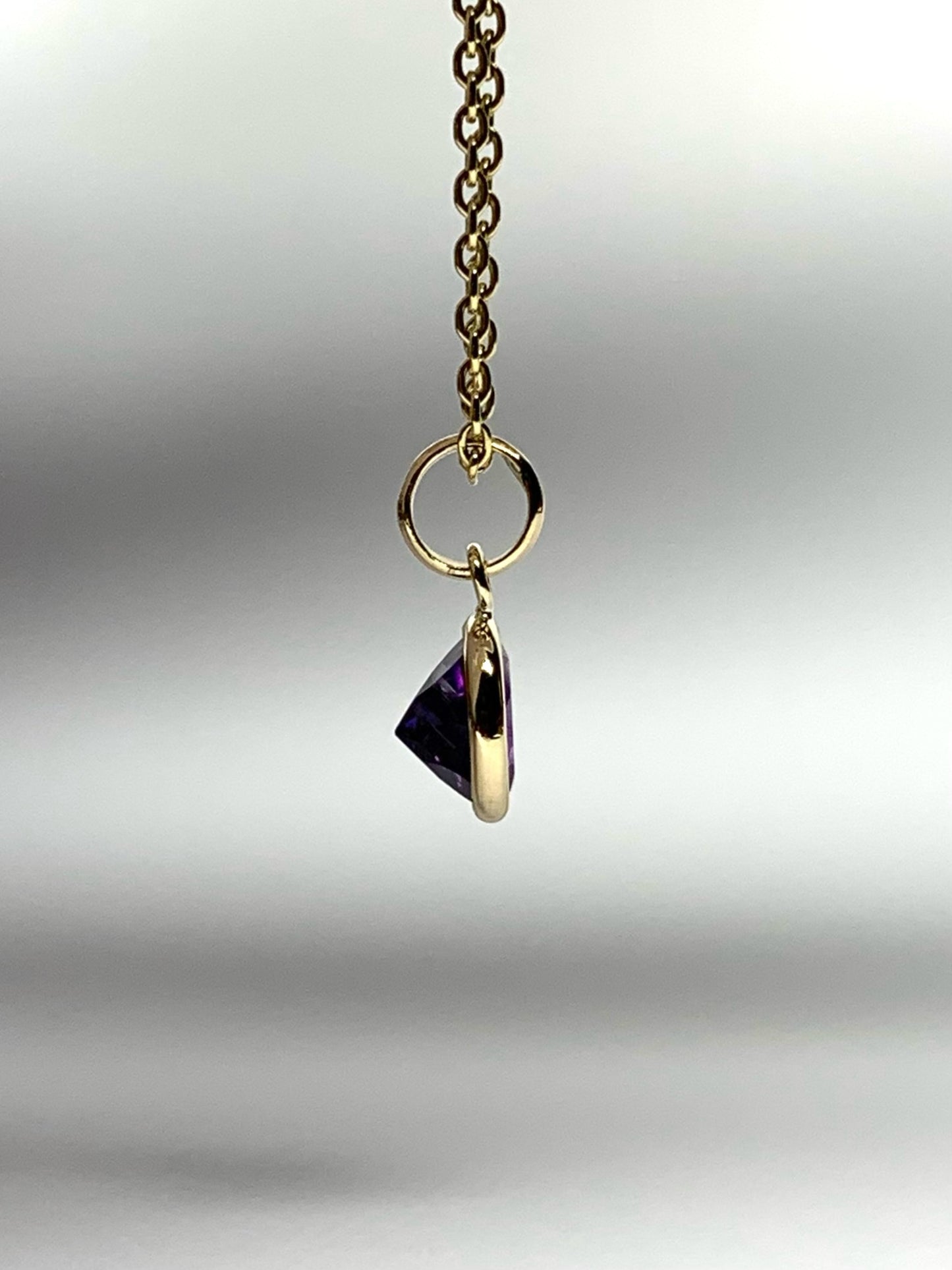 14k Solid Yellow Gold, Purple Amethyst Mini Pendant