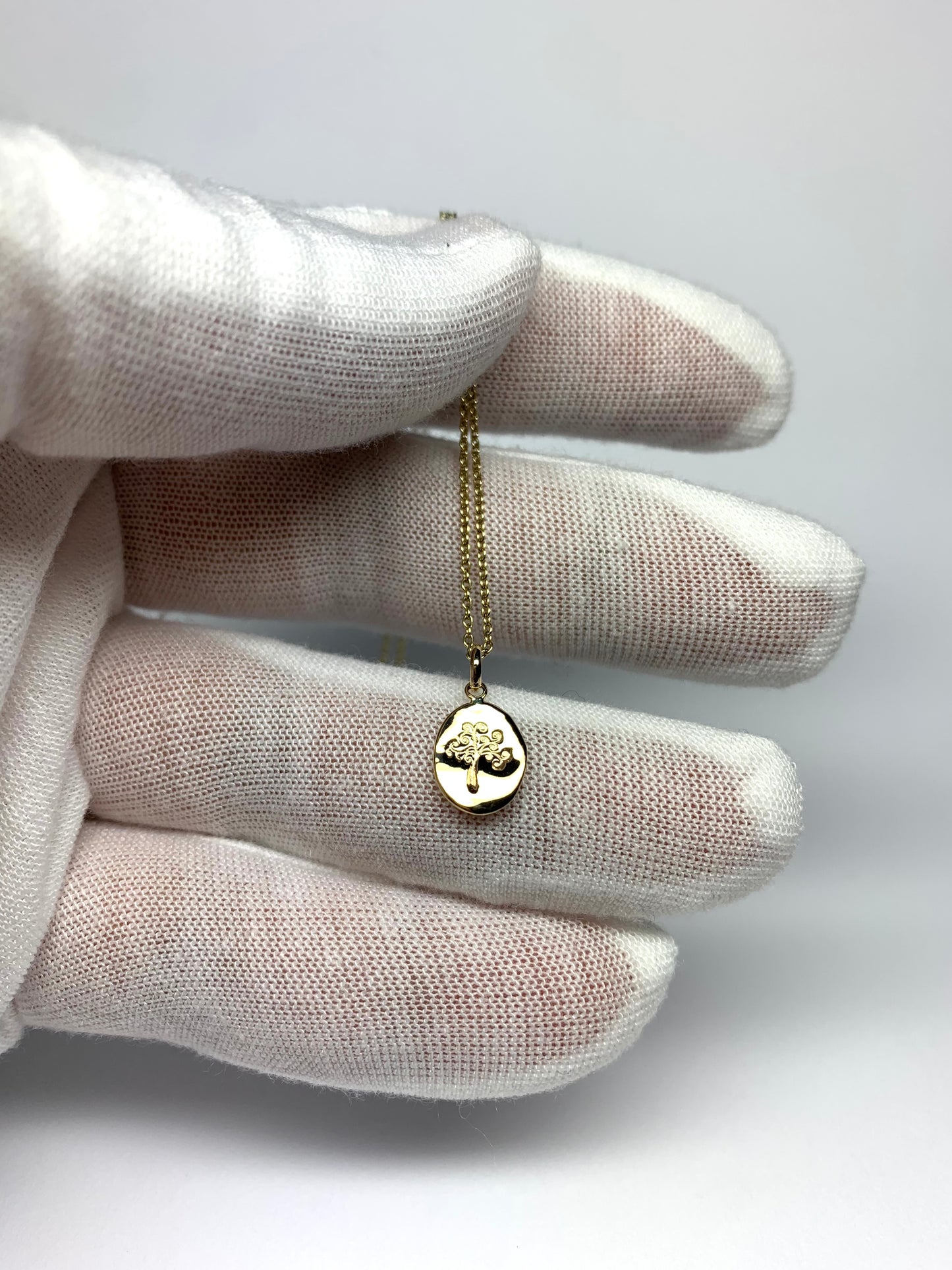14K Solid Yellow Gold Nugget Mini Pendant, “Tree of Life”, Charm