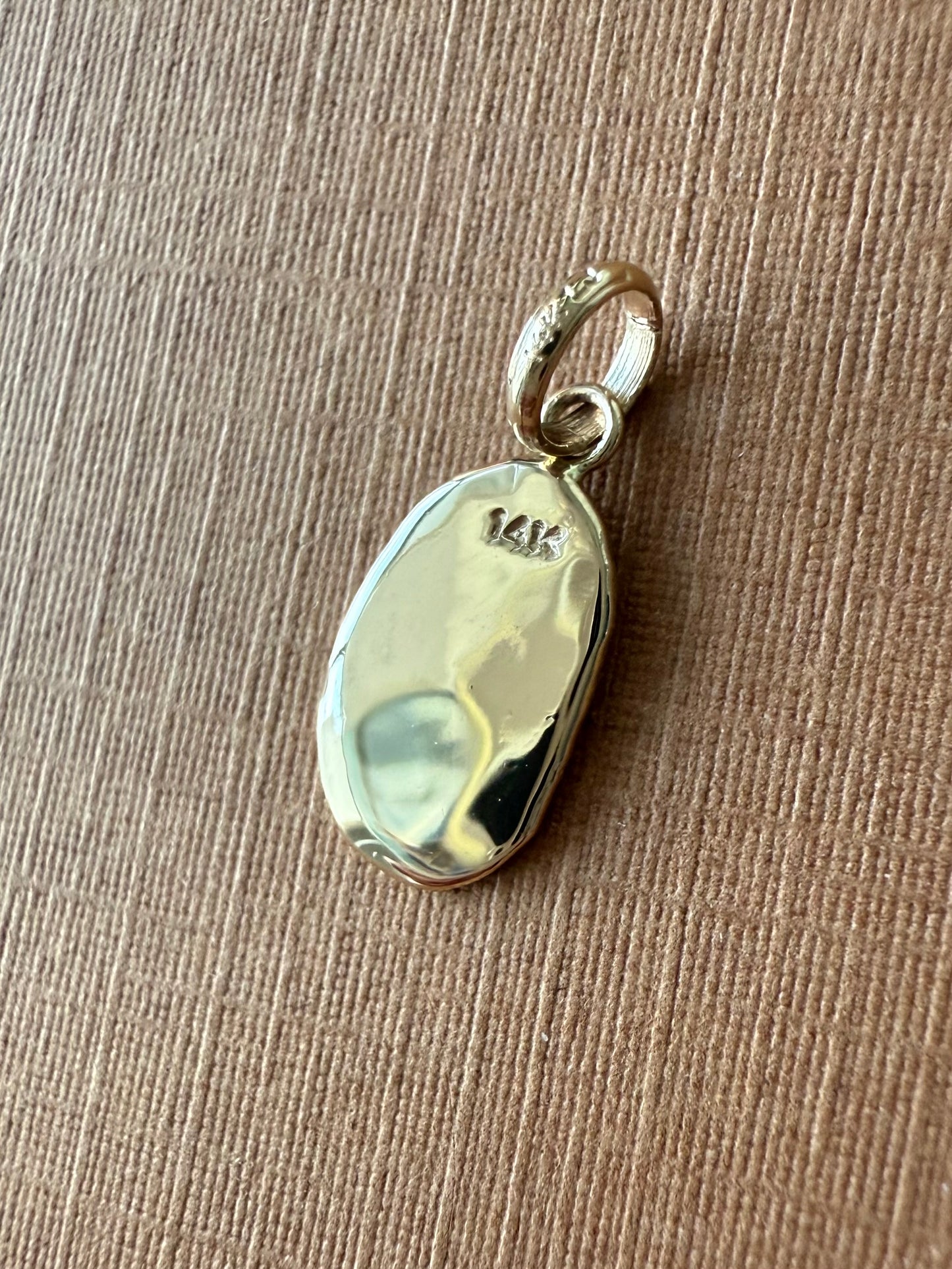 14K Solid Yellow Gold Nugget “Paws” Mini Pendant, Tiny Charm