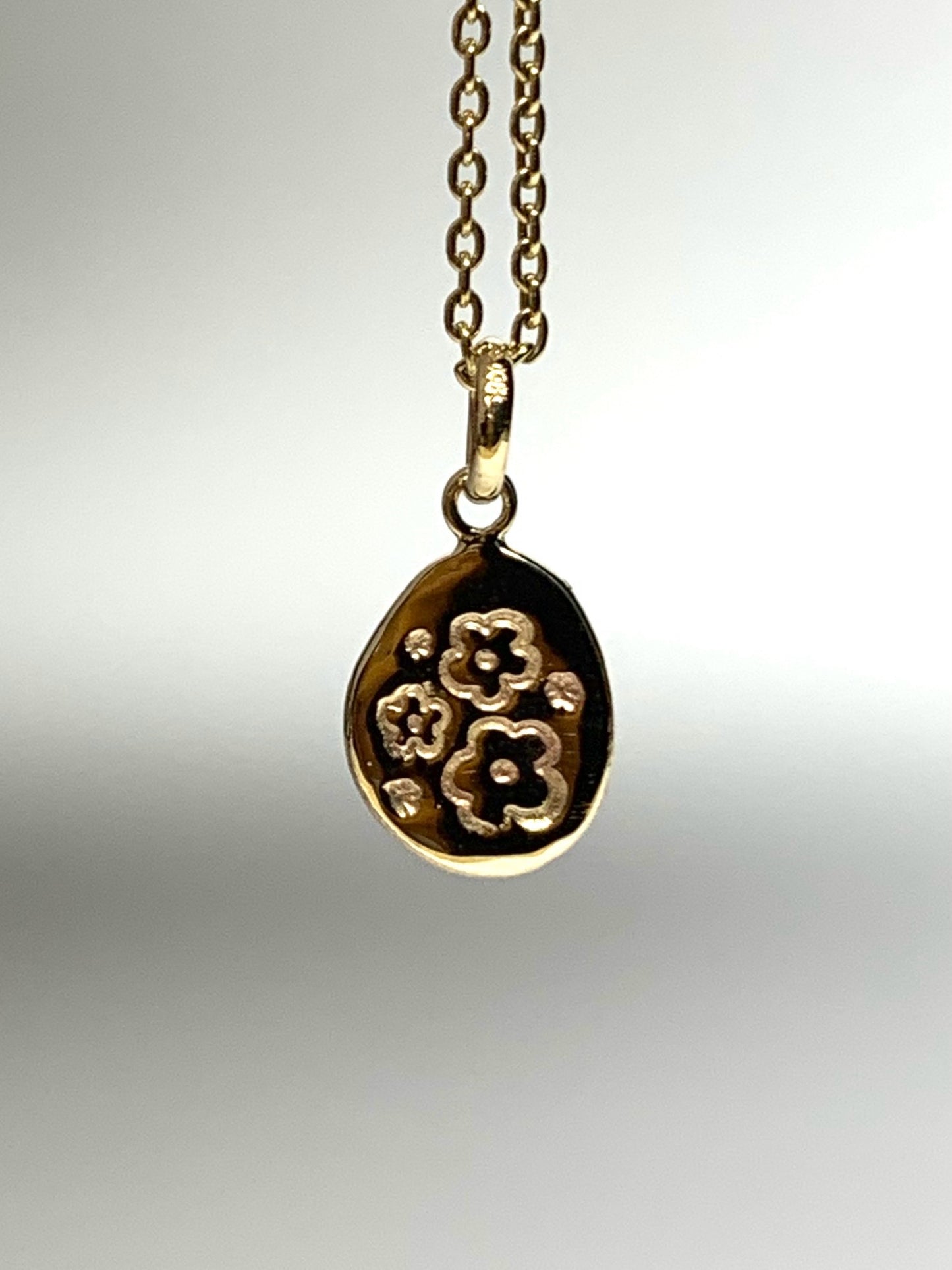 10k Solid Yellow Gold Nugget “Flowers” Mini Pendant, Tiny Charm