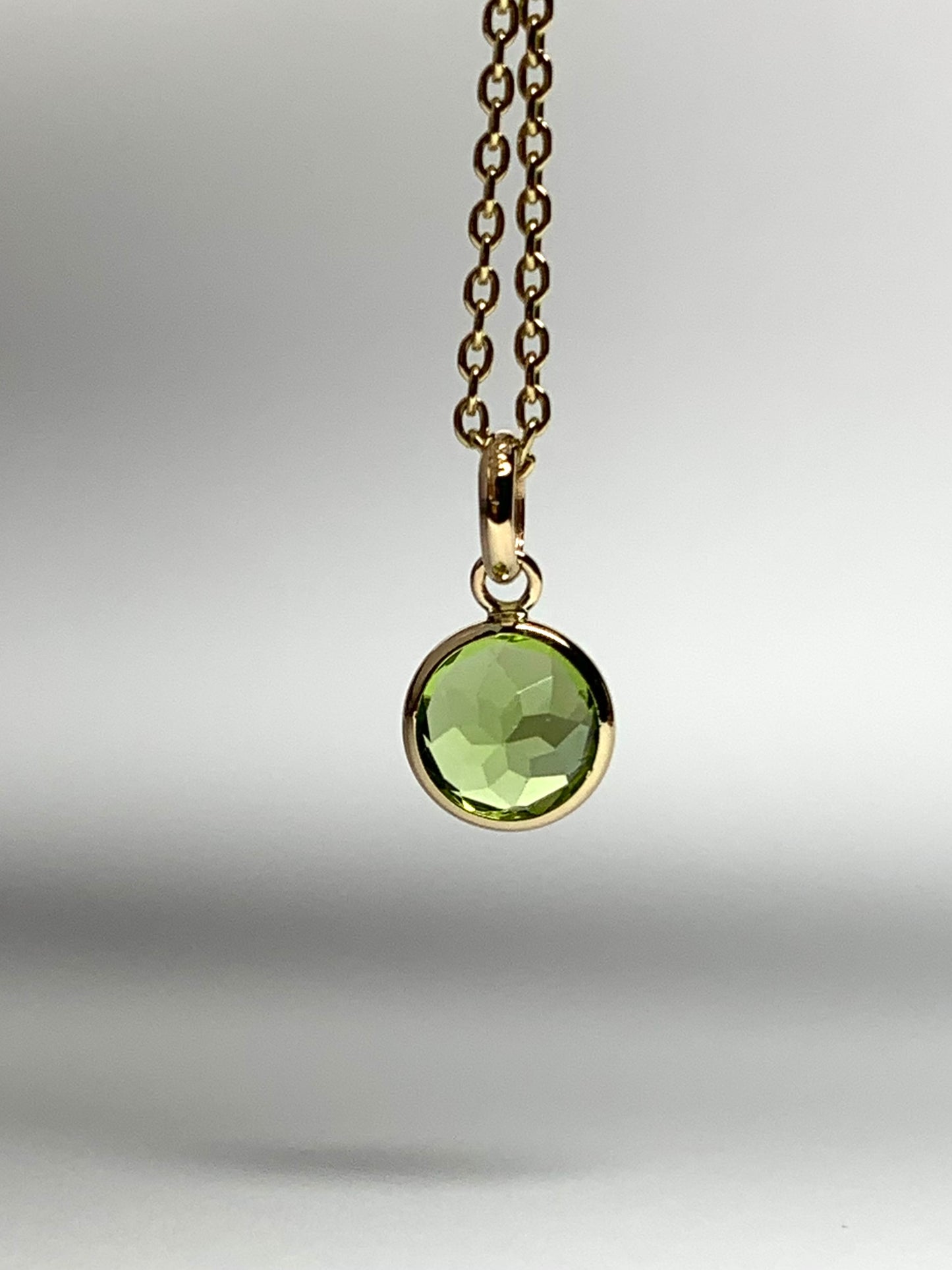14k Solid Yellow Gold, Green Peridot Mini Pendant