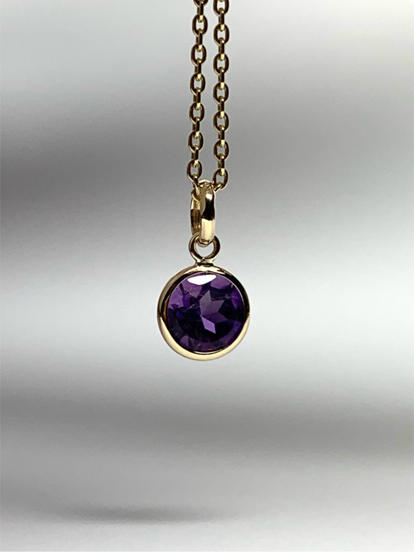 14k Solid Yellow Gold, Purple Amethyst Mini Pendant