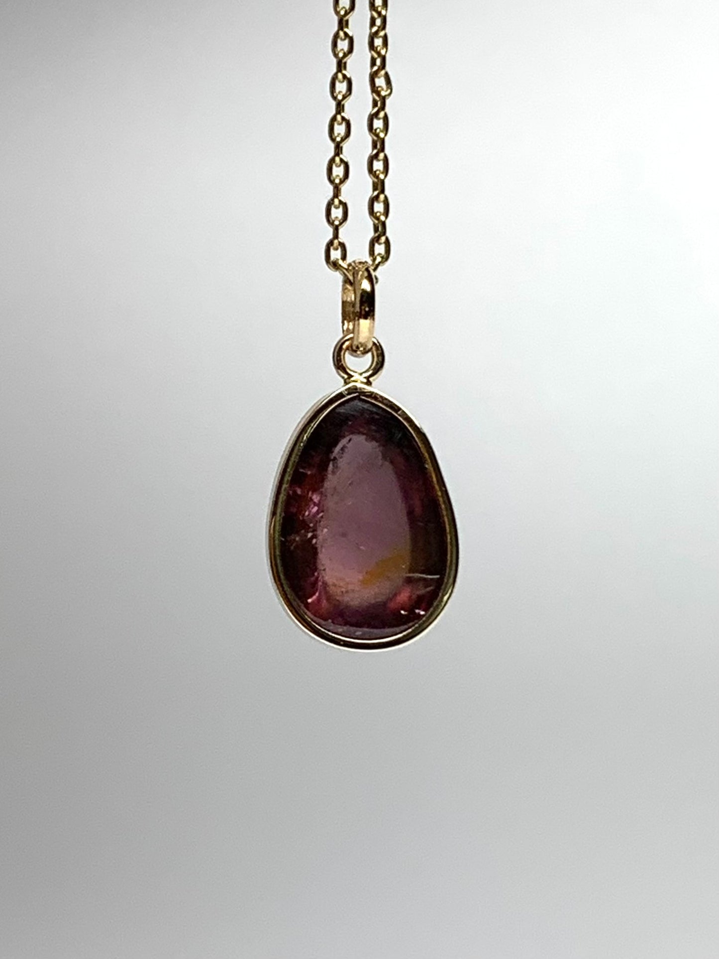 14k Solid Yellow Gold, Natural Pink Tourmaline Pendant