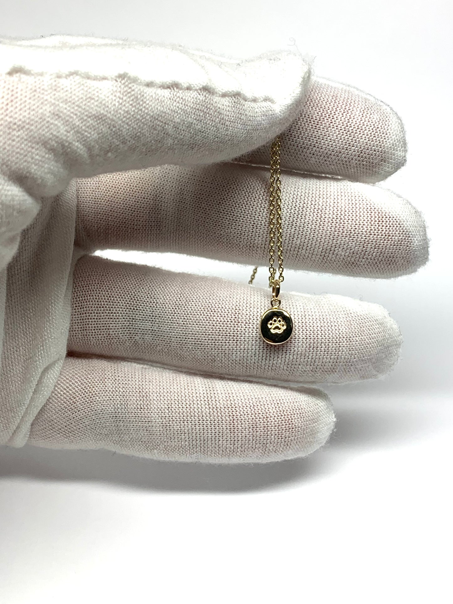 14K Solid Yellow Gold Nugget “Paw” Mini Pendant, Tiny Charm