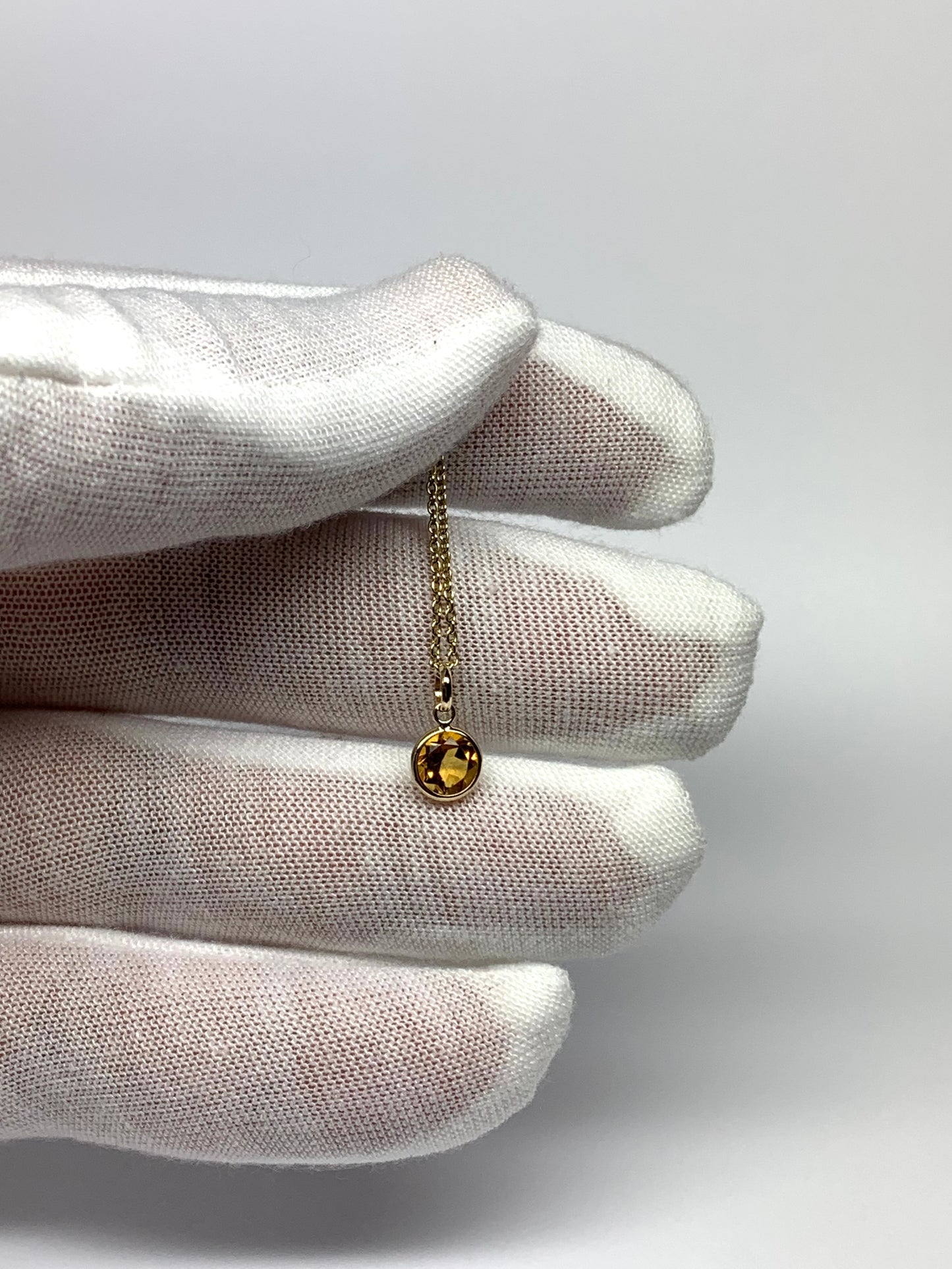 14k Solid Yellow Gold, Citrine Mini Pendant
