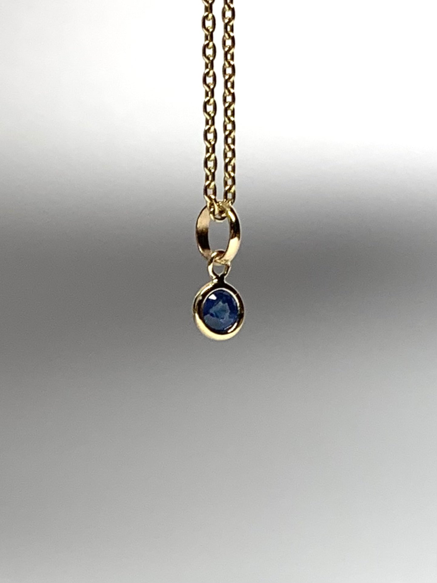 14k Solid Yellow Gold, Blue Sapphire Tiny Charm, 0.15ct, Accent Pendant