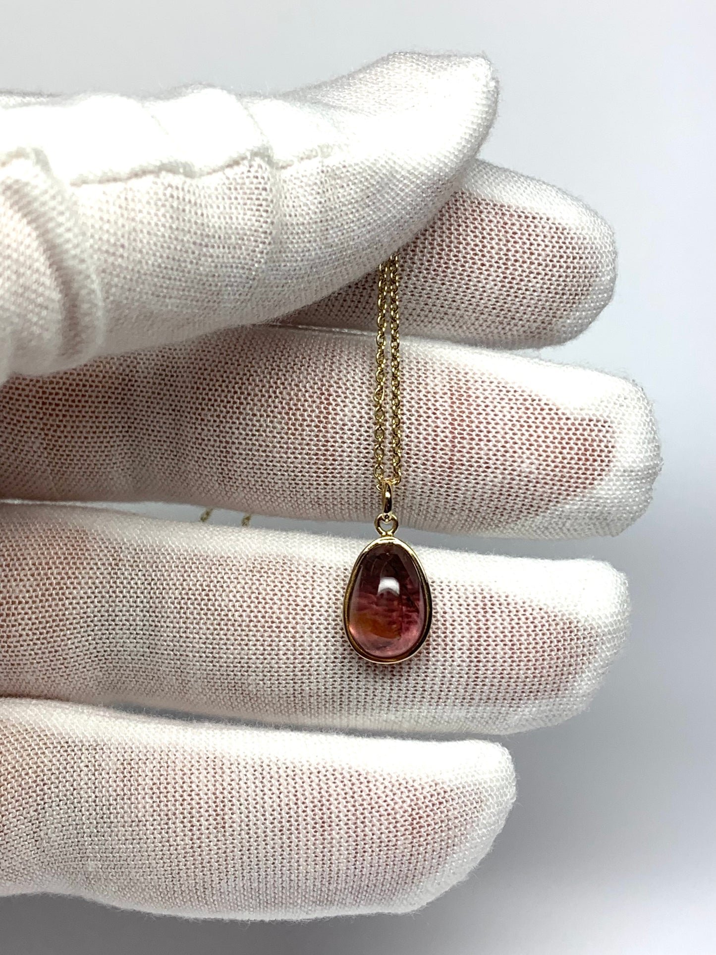 14k Solid Yellow Gold, Natural Pink Tourmaline Pendant