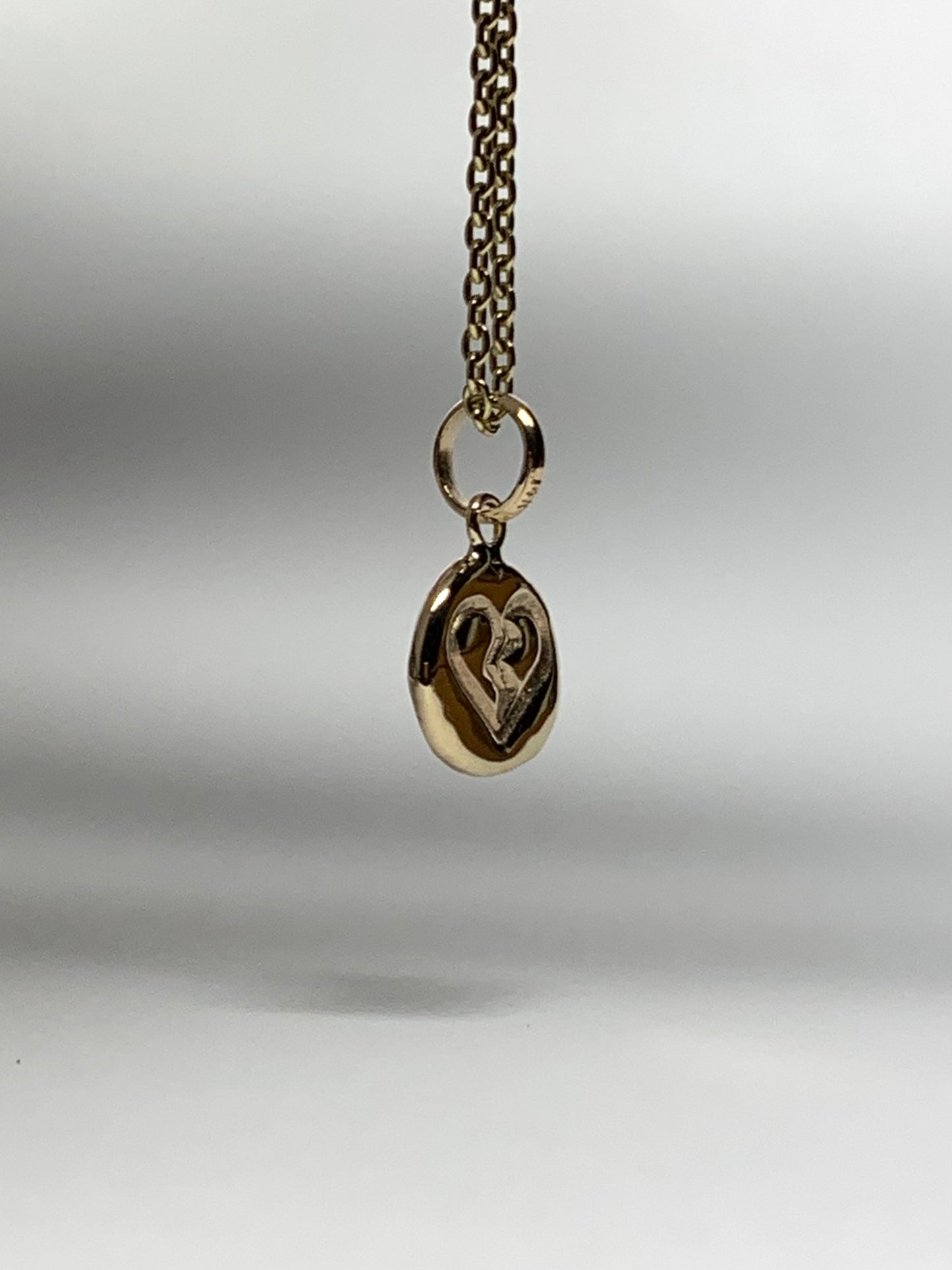 14K Solid Yellow Gold Nugget “Broken Heart” Mini Pendant, Tiny Charm
