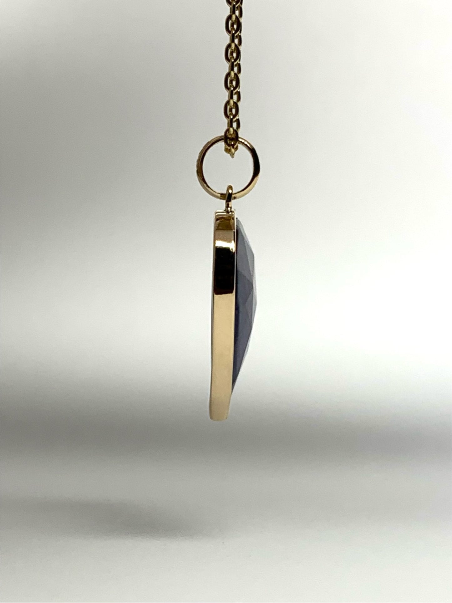 14k Solid Yellow Gold, Natural Blue Iolite “Heart” Mini Pendant